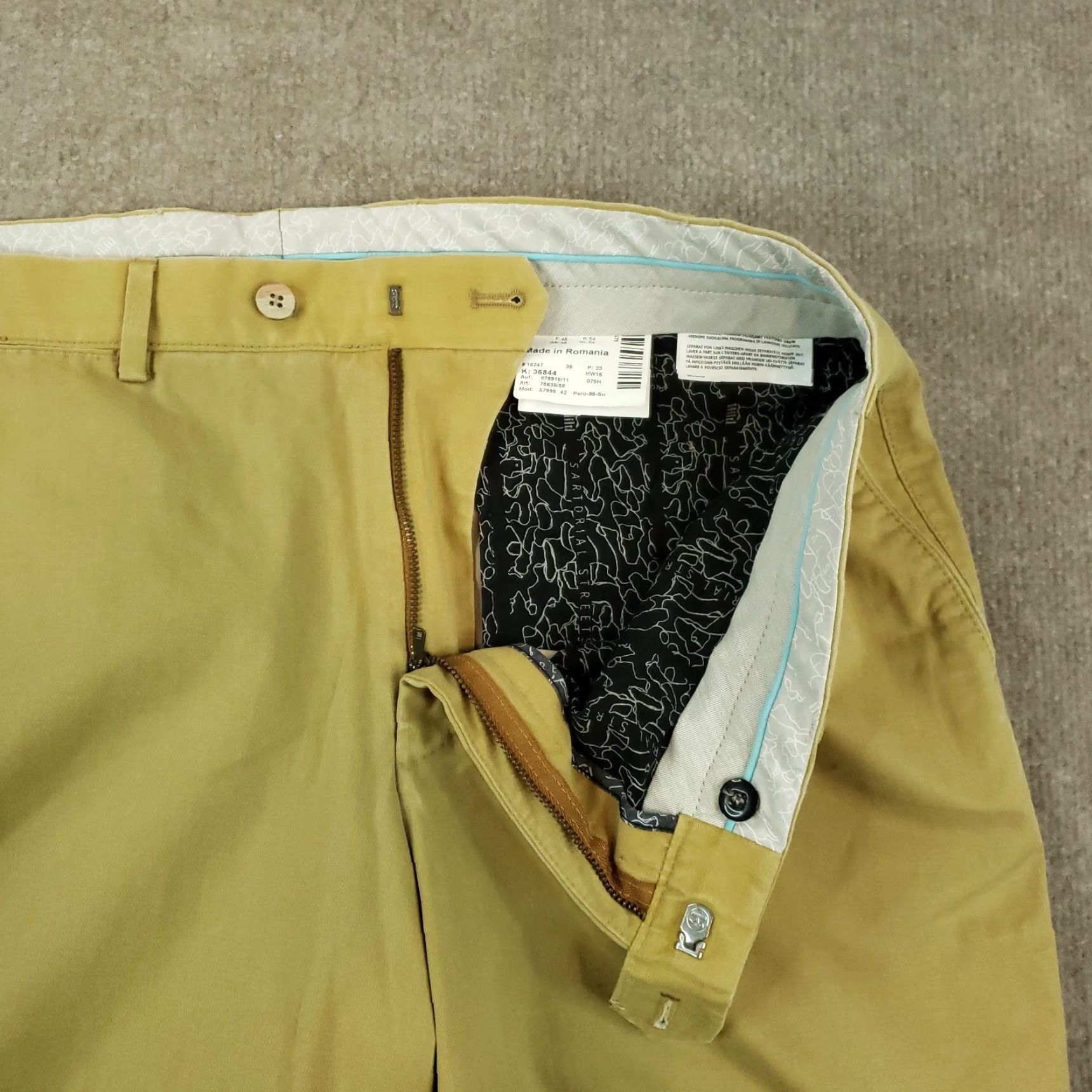 Vintage Hiltl Chino Pants Men 37 Brown Straight Flat Front Stretch Casual Size US 37 - 6 Thumbnail
