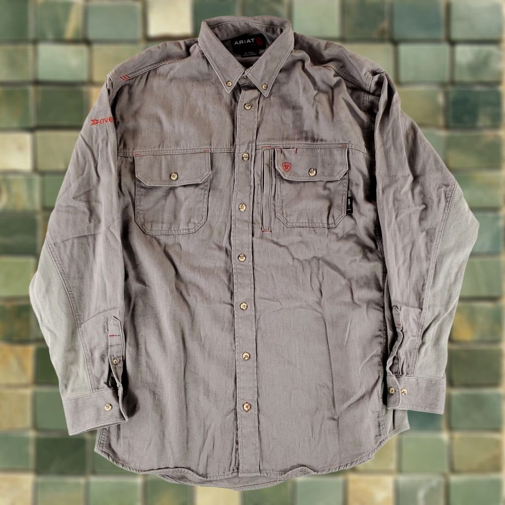 Ariat Ariat FR Solid Vent Work Shirt Long Sleeve Gray Mens XLT Big & Tall Size US XL / EU 56 / 4 - 1 Thumbnail