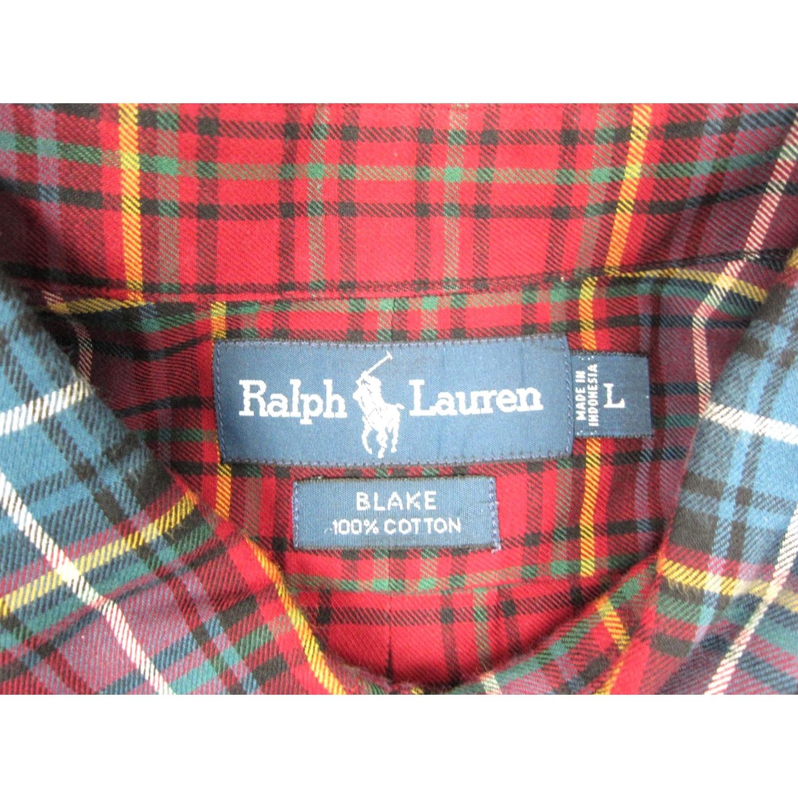 Ralph Lauren Ralph Lauren Shirt Mens Large Red Blue Pony Plaid Cotton Button-Up Long Sleeve Classic Fit Size US L / EU 52-54 / 3 - 4 Thumbnail
