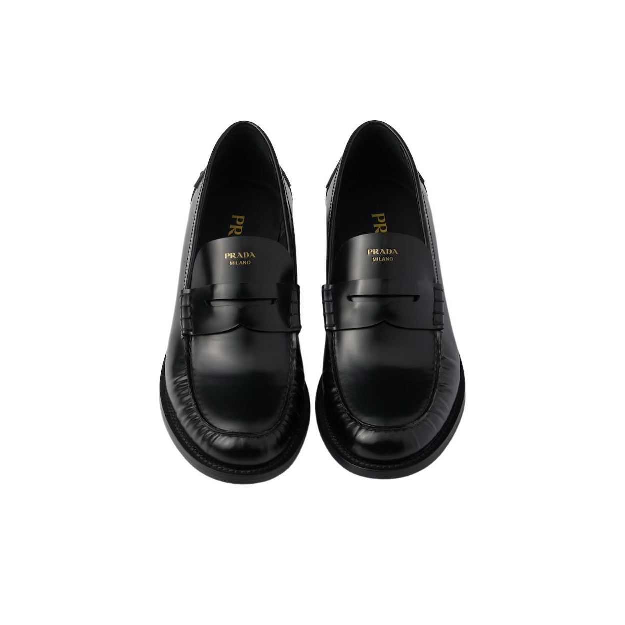 Prada PRADA $1220 Black Brushed Leather Loafers New & Authentic (W Size US 8 / IT 38 - 3 Thumbnail