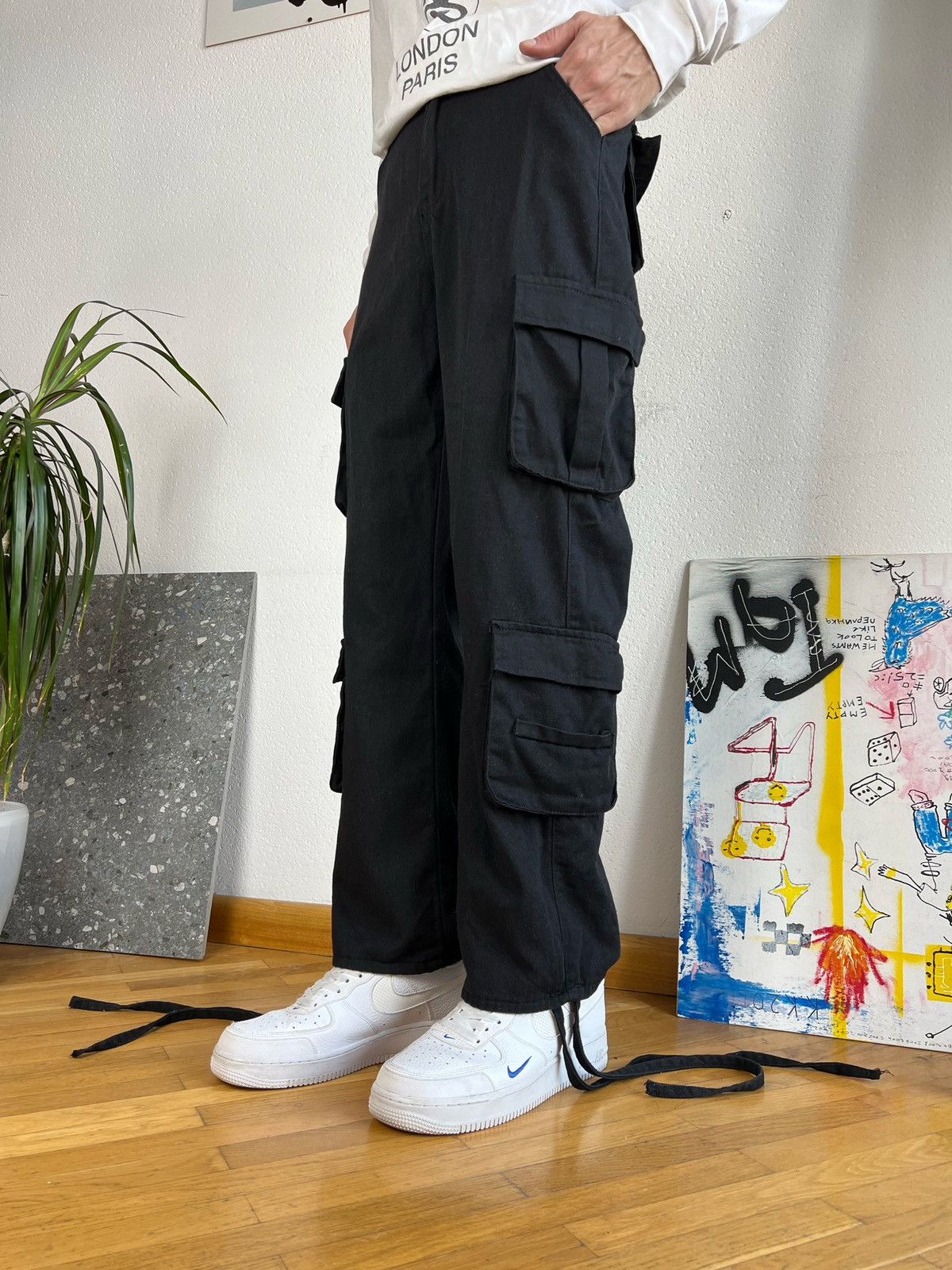 Japanese Brand × PPFM Vintage black cargo pants pocket bondage Size US 28 / EU 44 - 4 Thumbnail