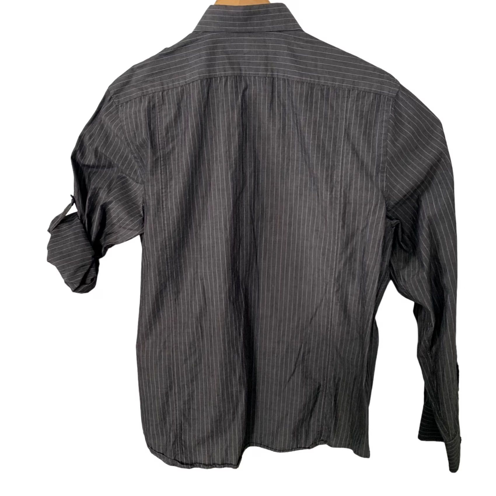 Express Express Shirt Mens Large Gray Double Pockets Utility Military Roll-Up Sleeve Shirt Size US L / EU 52-54 / 3 - 5 Thumbnail