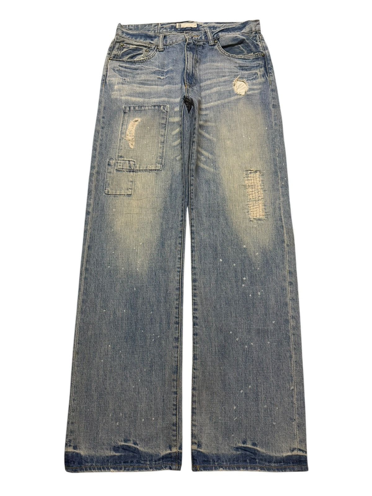 Global Work Vintage 90s Global Work Blue Faded Wash Whiskers Distressed Size US 31 - 1 Thumbnail