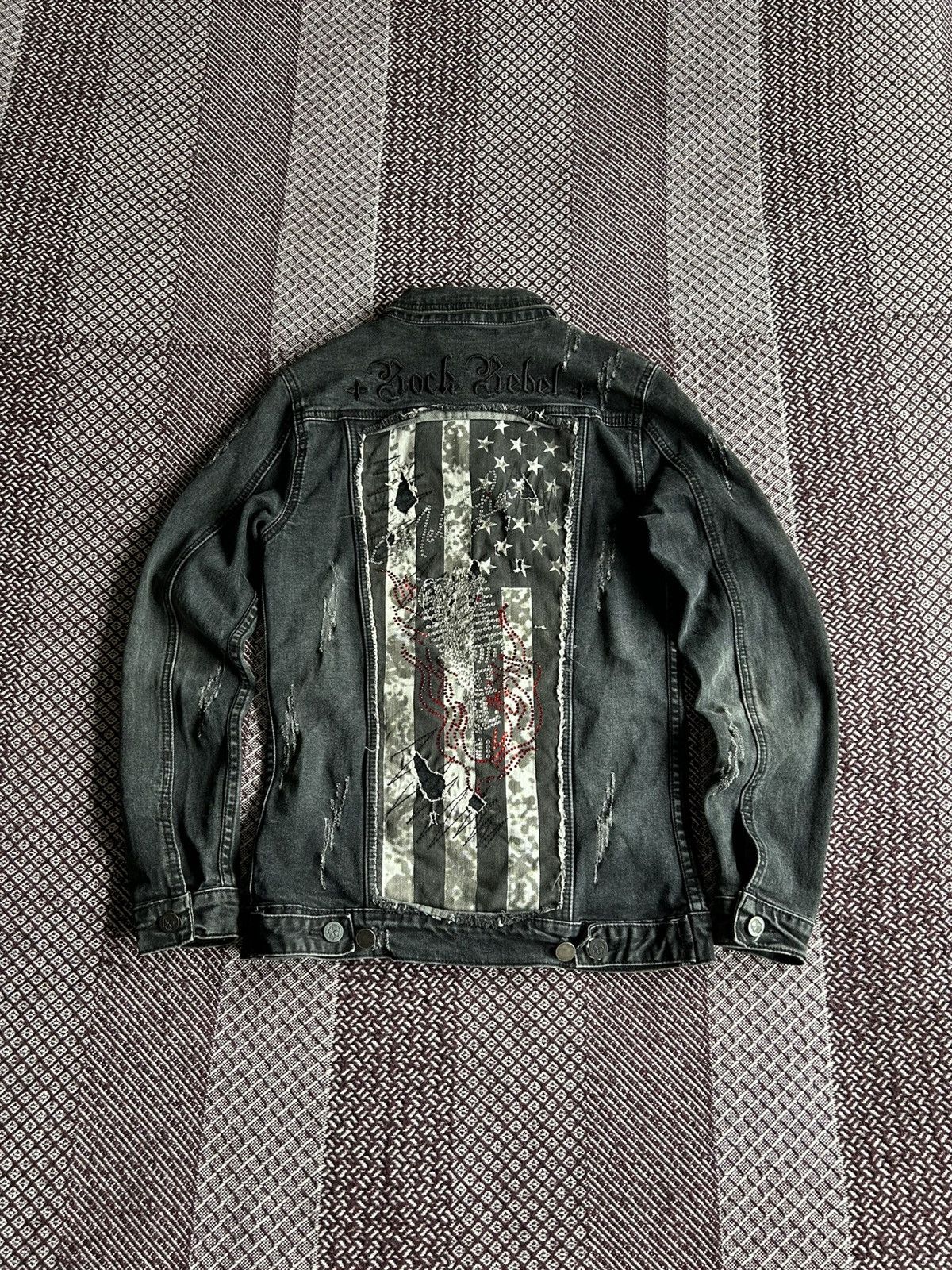 Rock Revival Rock Rebel Denim Jacket Big Print USA Flag Women Size Small Size S / US 4 / IT 40 - 1 Thumbnail