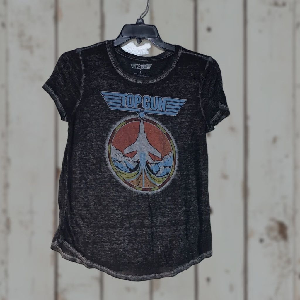 Vintage Top Gun Black Burnout Graphic Print T-Shirt Womens Size M Size M / US 6-8 / IT 42-44 - 1 Thumbnail