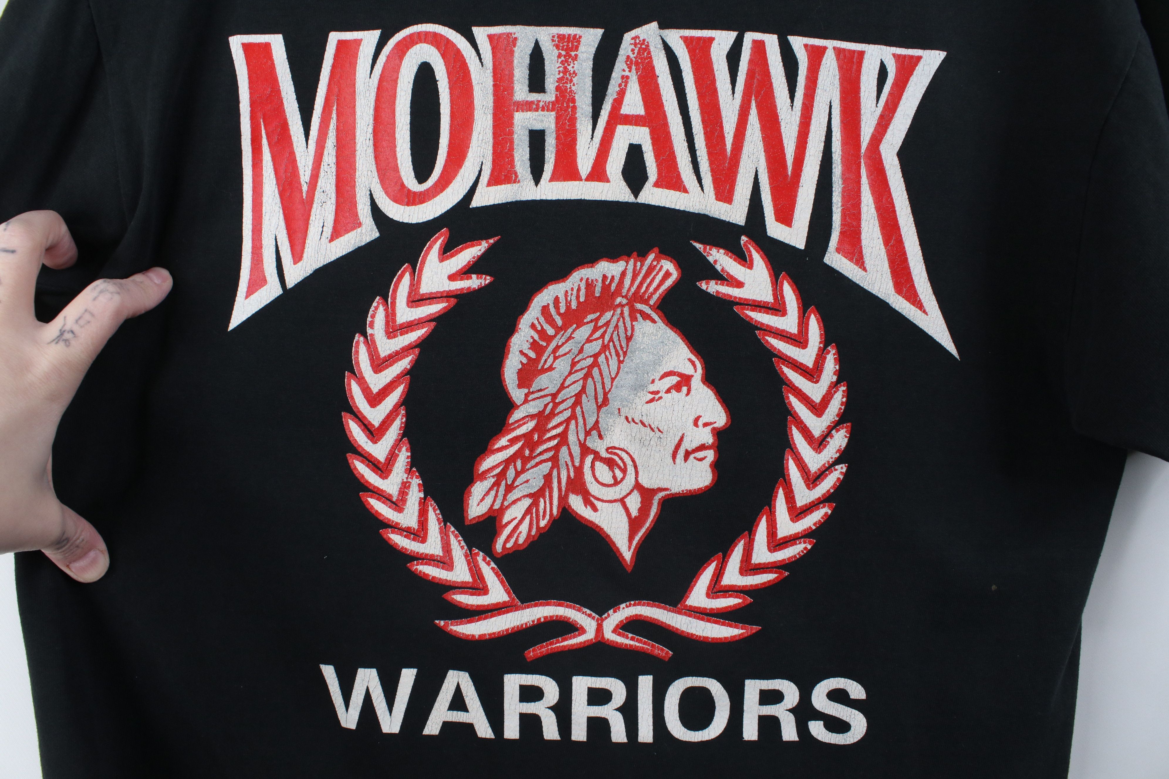 Vintage Vintage 90s Streetwear Mohawk Warriors Short Sleeve T-Shirt Size US M / EU 48-50 / 2 - 4 Thumbnail