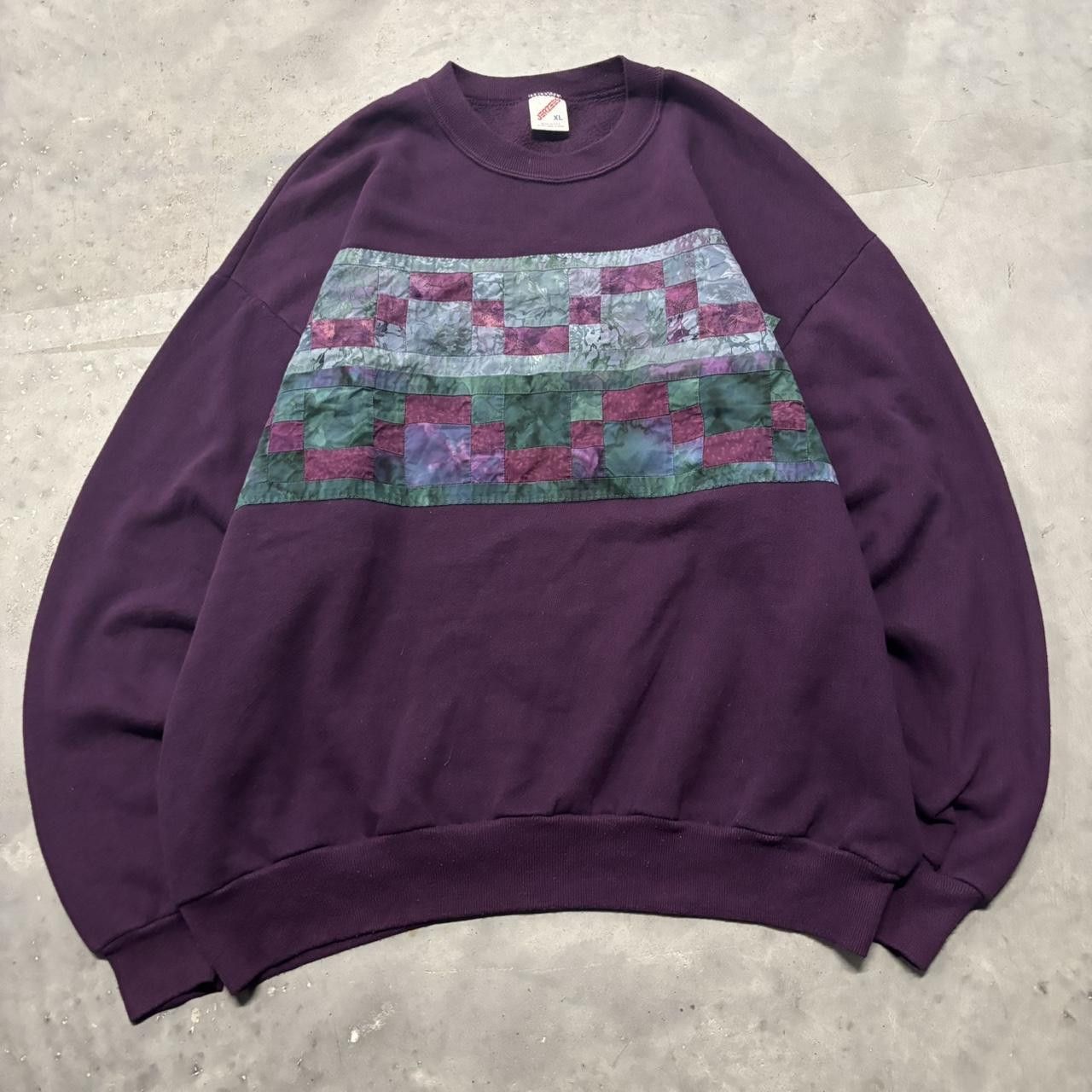 Japanese Brand × Vintage Vintage 90s Purple Art Style Streetwear Crewneck! Size US XL / EU 56 / 4 - 1 Thumbnail