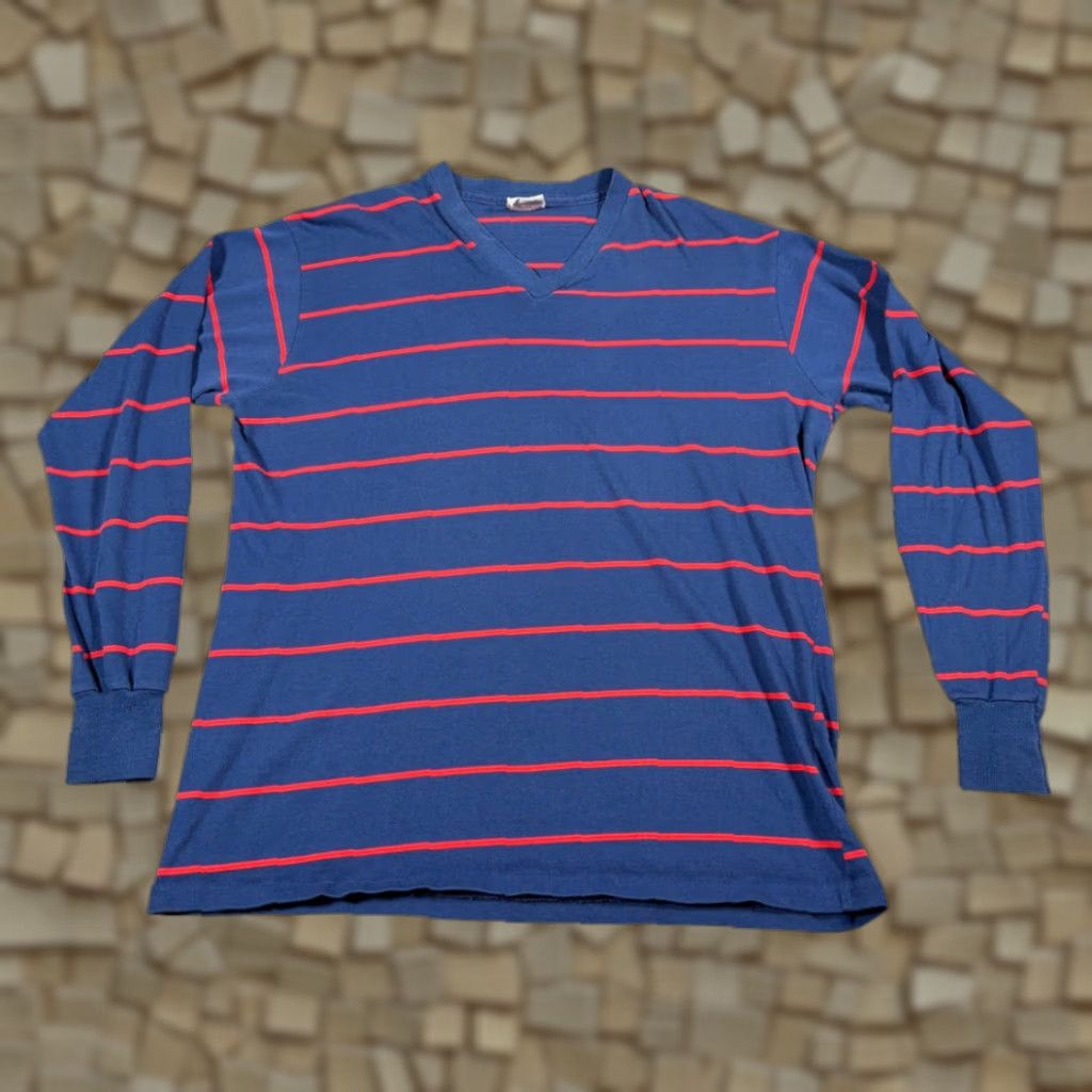 Penn VINTAGE Towncraft Shirt Adult LARGE Blue Striped Penn Prest 60s Men T-Shirt Long Sleeve Chest 21 Length 26 Size US L / EU 52-54 / 3 - 1 Thumbnail