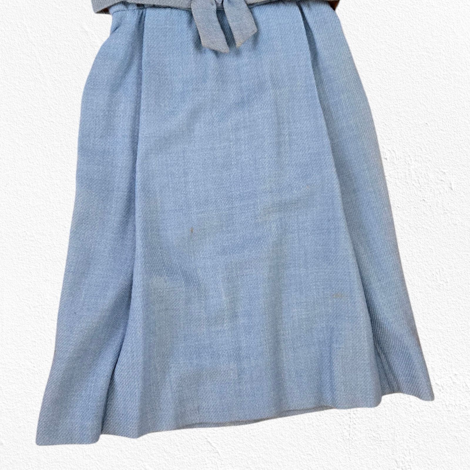 Vintage 50s Light Blue USA Union Made Rockabilly Wool Dress Size 2 Size XS / US 0-2 / IT 36-38 - 4 Thumbnail