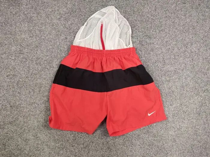 Nike Vintage 90's Nike Big Swoosh Logo Nylon Red Light Shorts Size US 34 / EU 50 - 5 Thumbnail