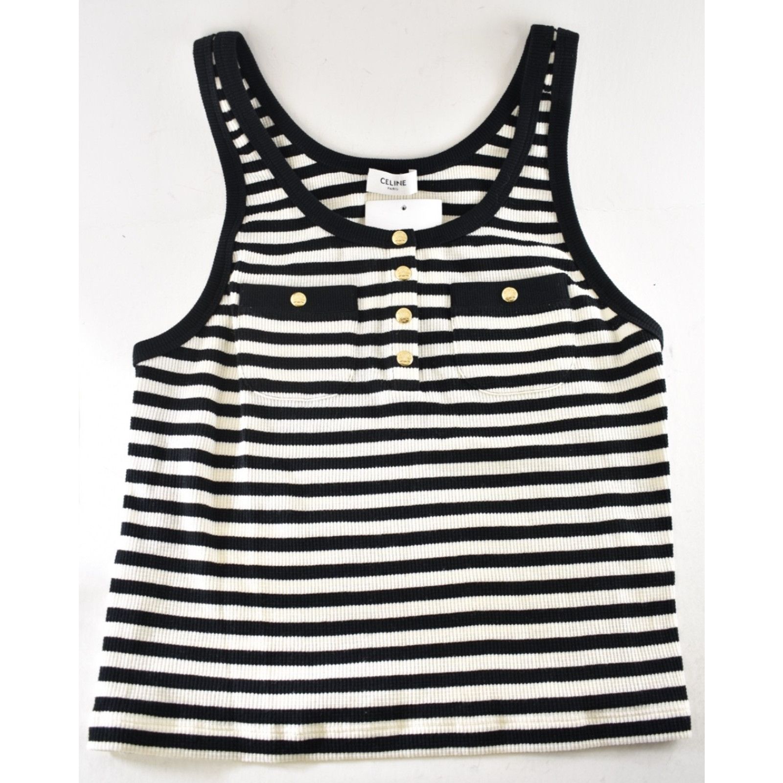 Celine Celine Mariniere Striped Cotton Jersey Tank Top Shirt XL Size XL / US 12-14 / IT 48-50 - 2 Thumbnail