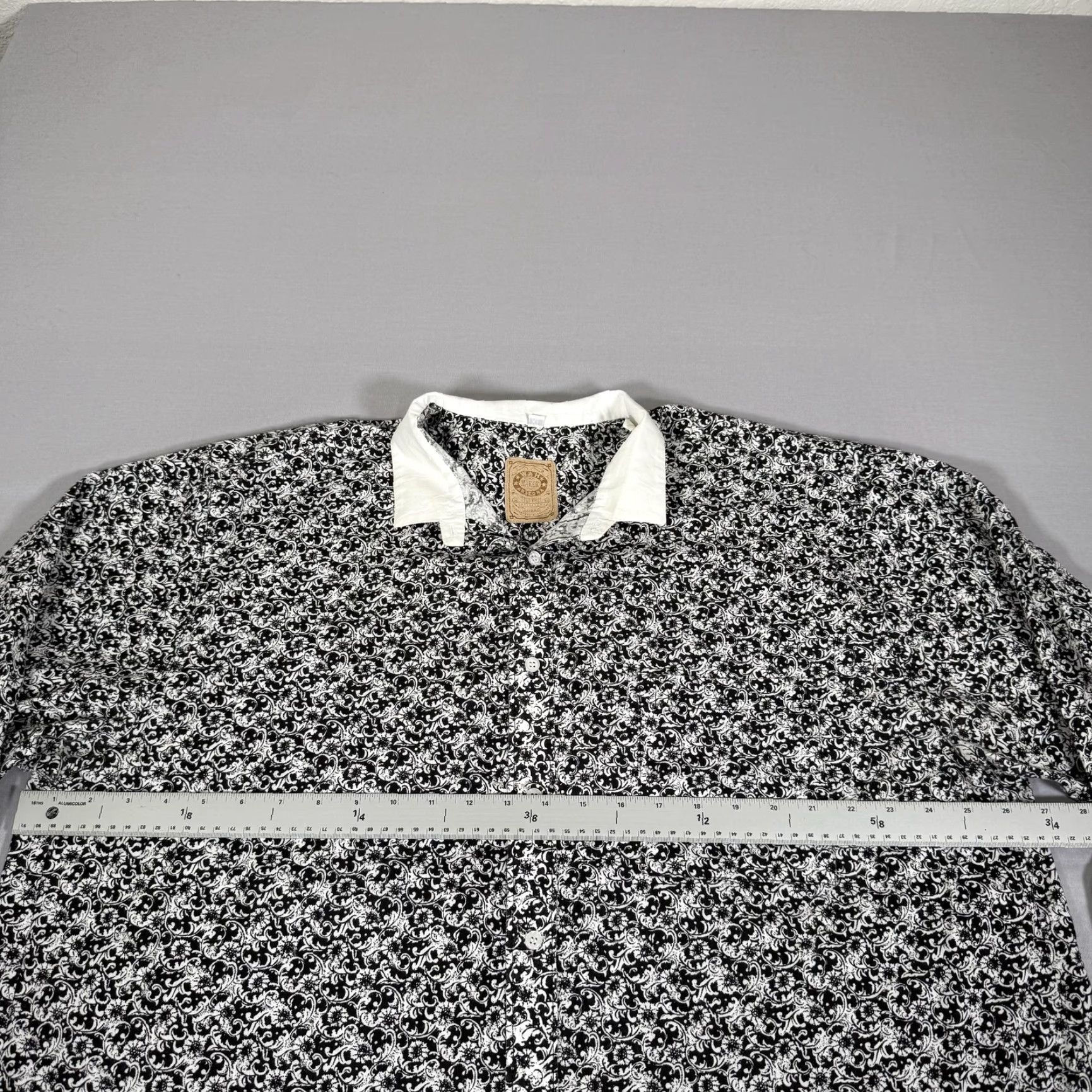 Vintage VINTAGE Wah Maker Shirt Black White Floral Paisley Button Up Long Sleeve Men's XL White Collar/ cuffs Western Theme Men's XL Size US XL / EU 56 / 4 - 5 Thumbnail