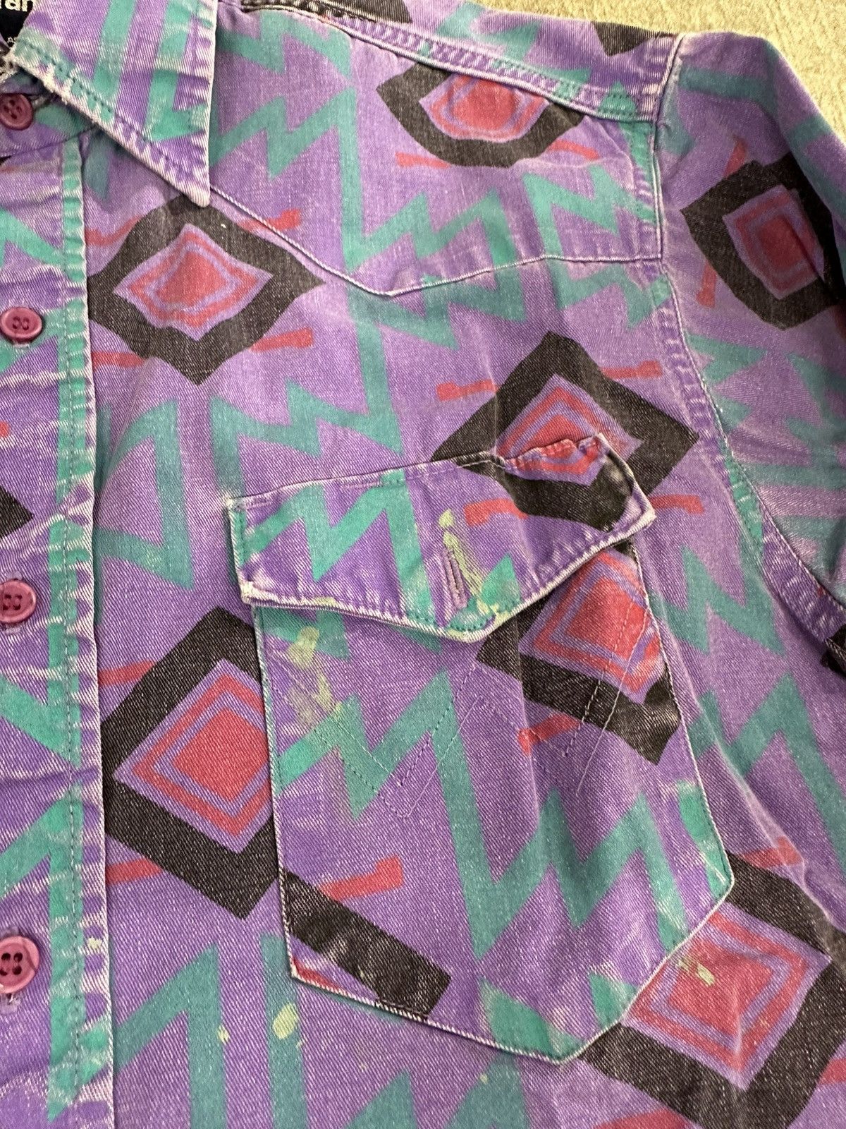 Vintage Vintage 90s Wrangler Brushpopper Painters Button Up Shirt Size US L / EU 52-54 / 3 - 8 Thumbnail