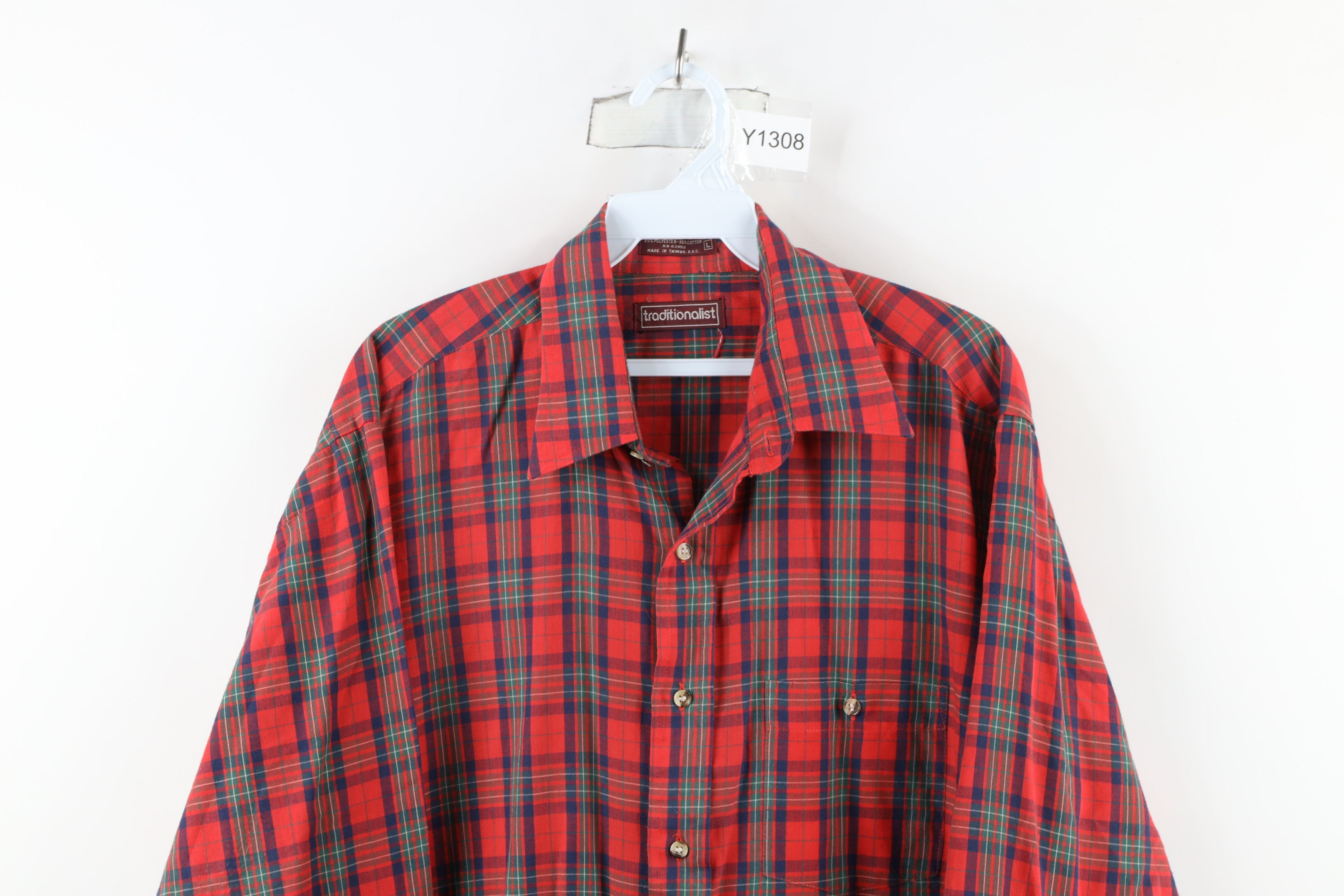 Vintage Vintage 70s Streetwear Long Sleeve Button Shirt Plaid Size US L / EU 52-54 / 3 - 2 Thumbnail