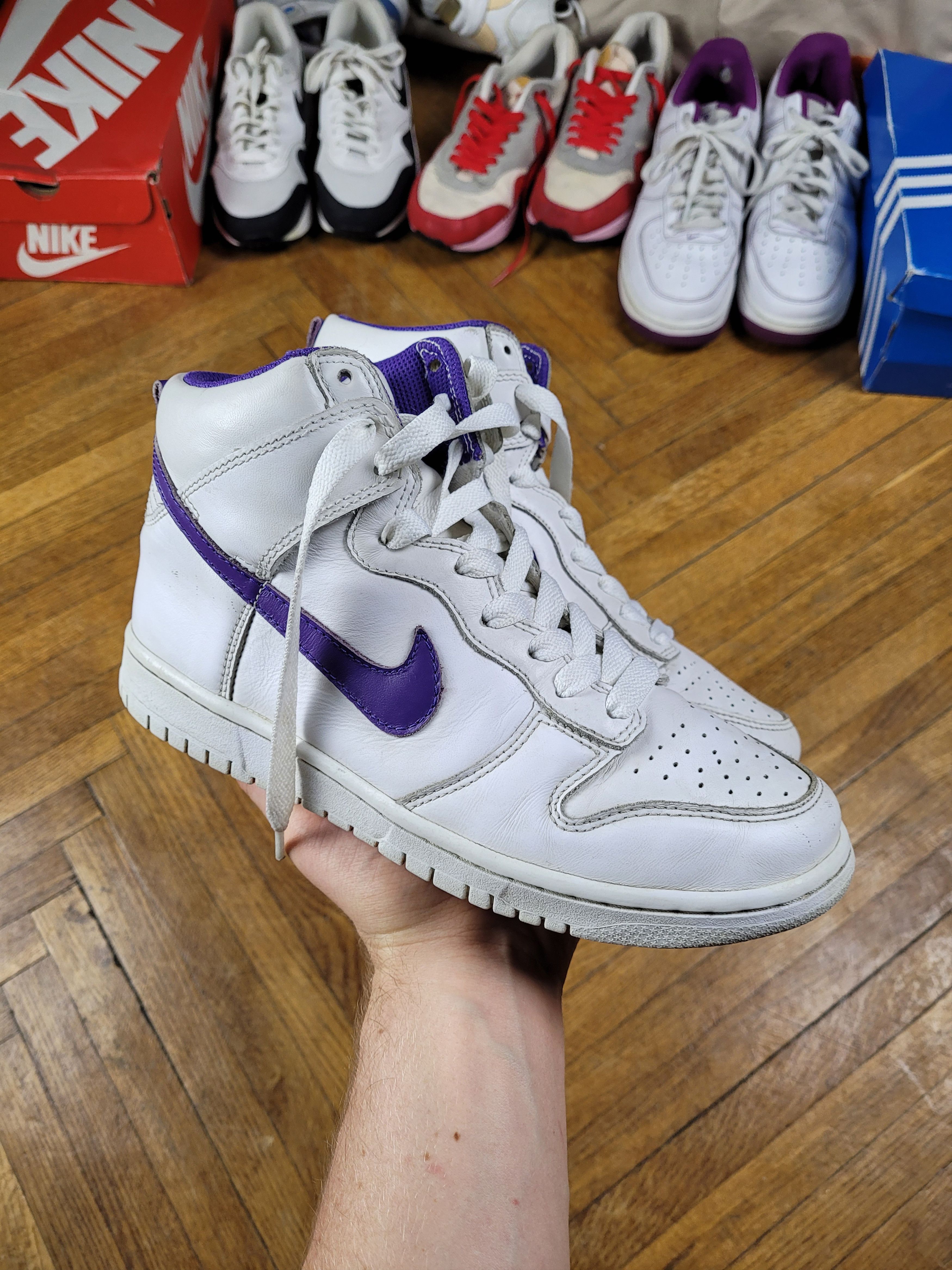 Nike 2009 Vintage Nike Dunk Hi White / Purple Los Angeles Kings Size US 9 / IT 39 - 7 Thumbnail
