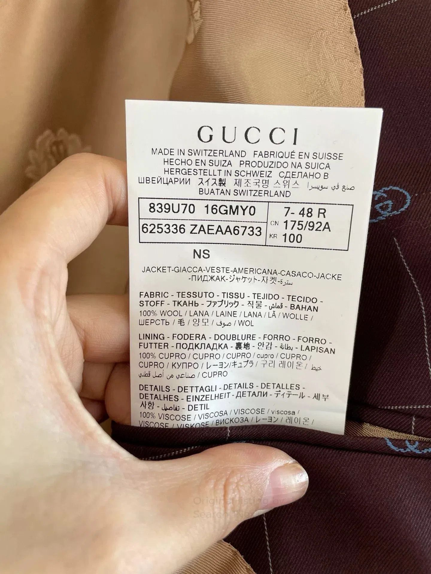 Gucci Gucci Men's Burgundy Double-Breasted Blazer. Size US S / EU 44-46 / 1 - 5 Thumbnail
