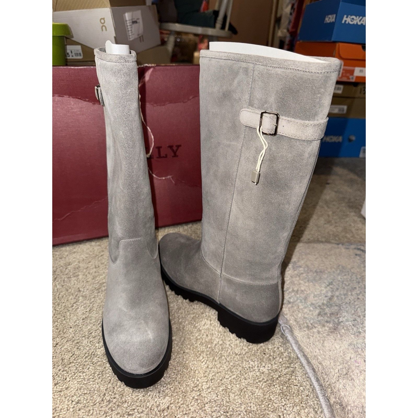 Bally Bally CHITILLA.0/36 Grey Calf Suede Boots Size 7 NIB Size US 7 / IT 37 - 2 Thumbnail