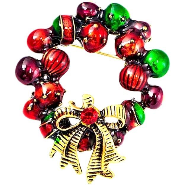 Handmade Christmas Wreath Brooch Pin New Ornaments Festive Winter Hol Size ONE SIZE - 3 Thumbnail