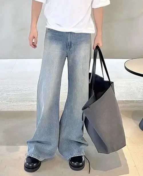 Japanese Brand Hip hop pattern washed jeans trousers straight baggy style Size US 34 / EU 50 - 7 Thumbnail