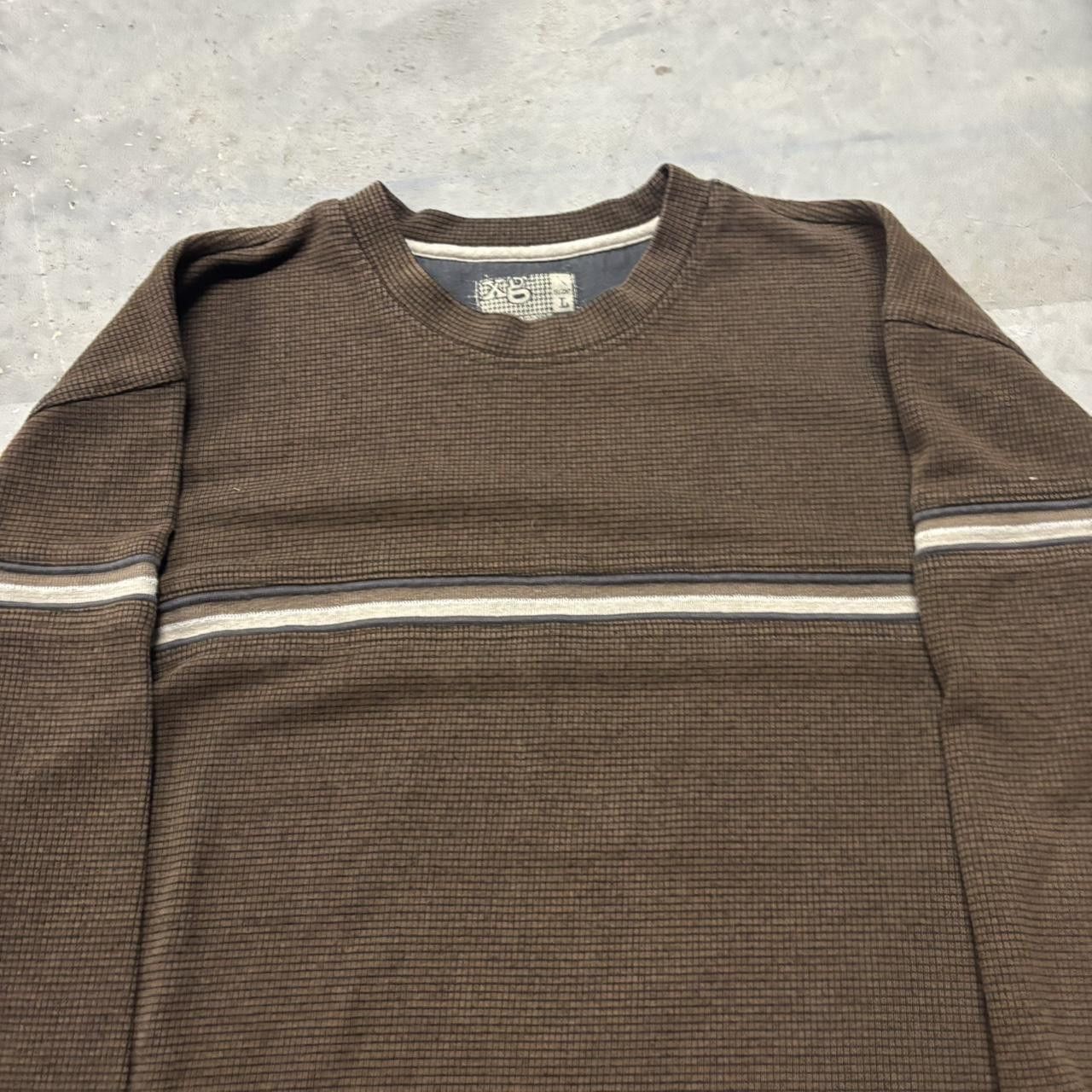 Japanese Brand × Vintage Crazy Vintage Y2K/2000s Grunge Brown Striped Skater Style Light Sweater! Size US L / EU 52-54 / 3 - 2 Thumbnail