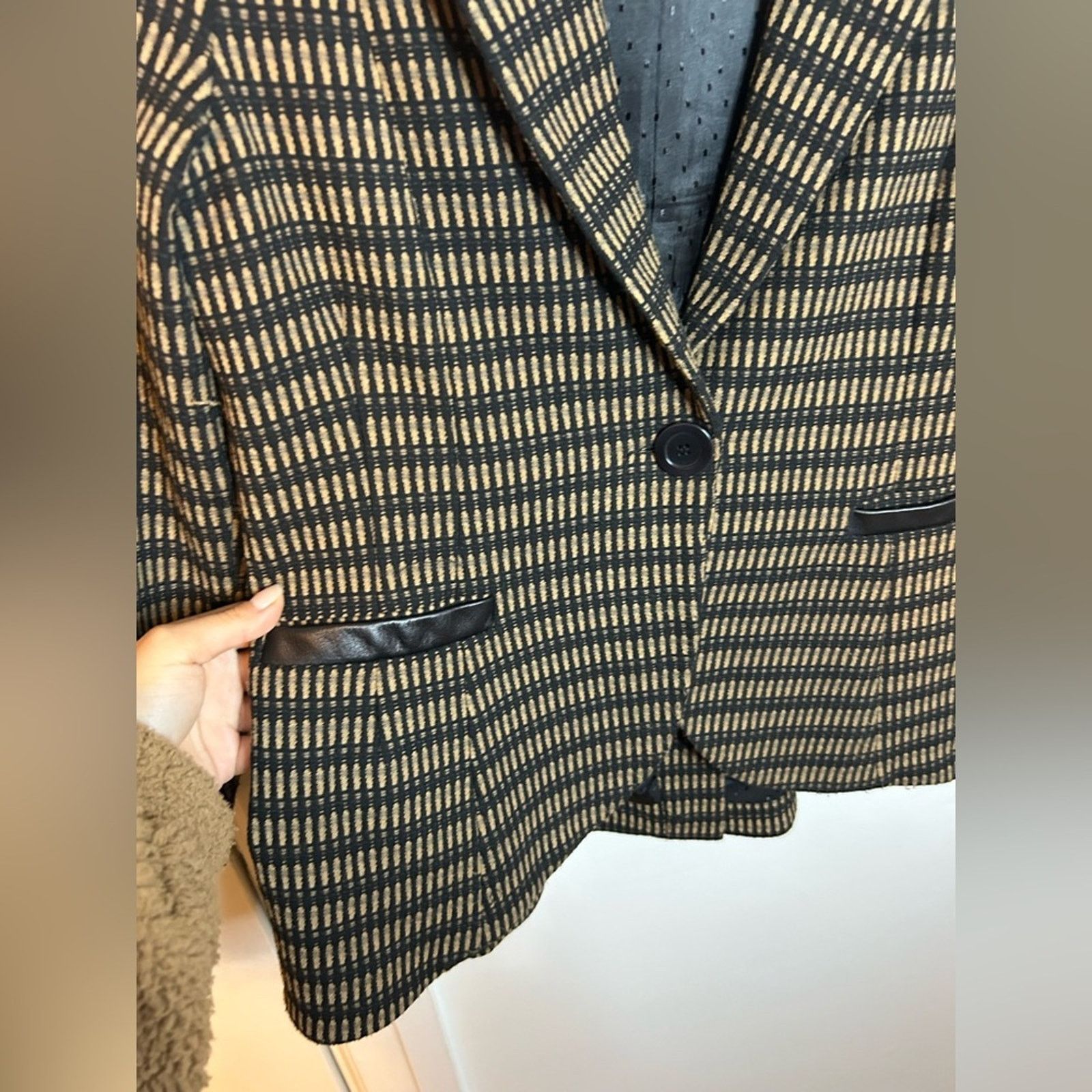 Nanette Lepore Nanette Lepore Two Tone Leather Trim Blazer Size XXL / US 16-18 / IT 52-54 - 5 Thumbnail