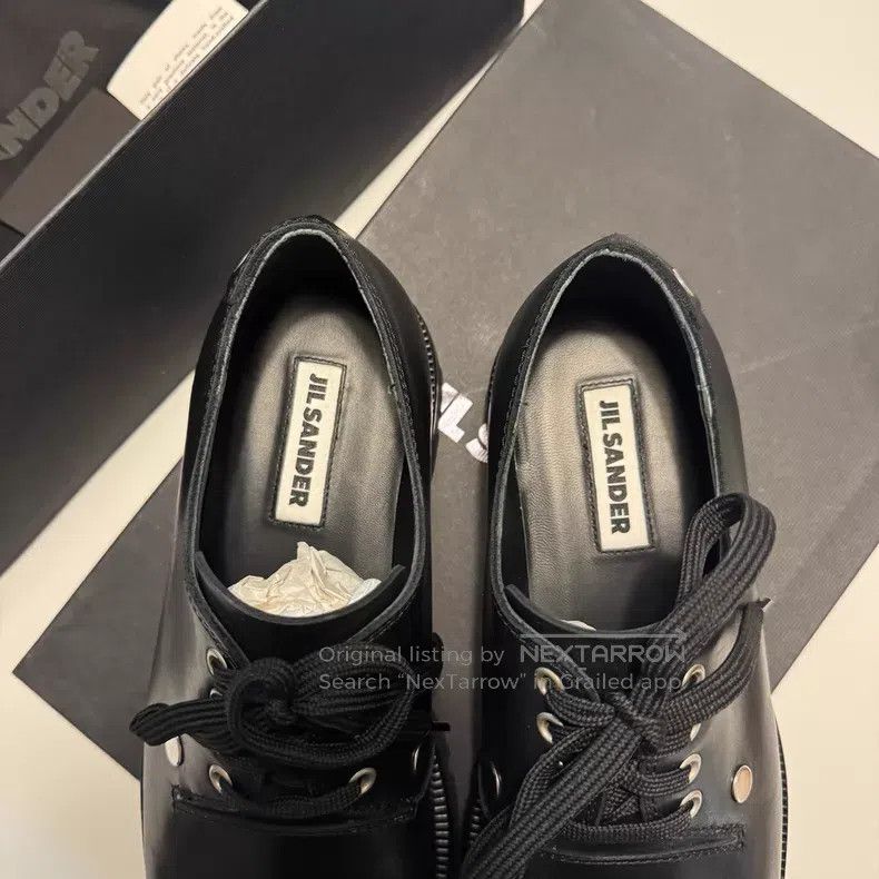 Jil Sander Jil Sander Riveted low-top lace-up leather shoes Size US 7 / EU 40 - 4 Thumbnail