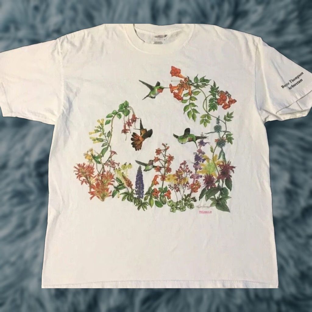 Vintage Vtg Bird Flower Art Faded AOP Shirt XL Nature Wildlife Grunge Vaporwave 90s Y2K Shirt Mens XL White Vintage Bird Flower AOP T-Shirt Size US XL / EU 56 / 4 - 1 Thumbnail