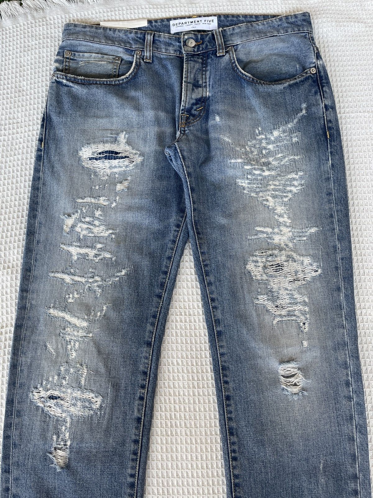 DEPARTMENT5 Thrashed🔥DEPARTMENT 5🔥Scab Distressed Light Wash Denim Size US 34 / EU 50 - 2 Thumbnail