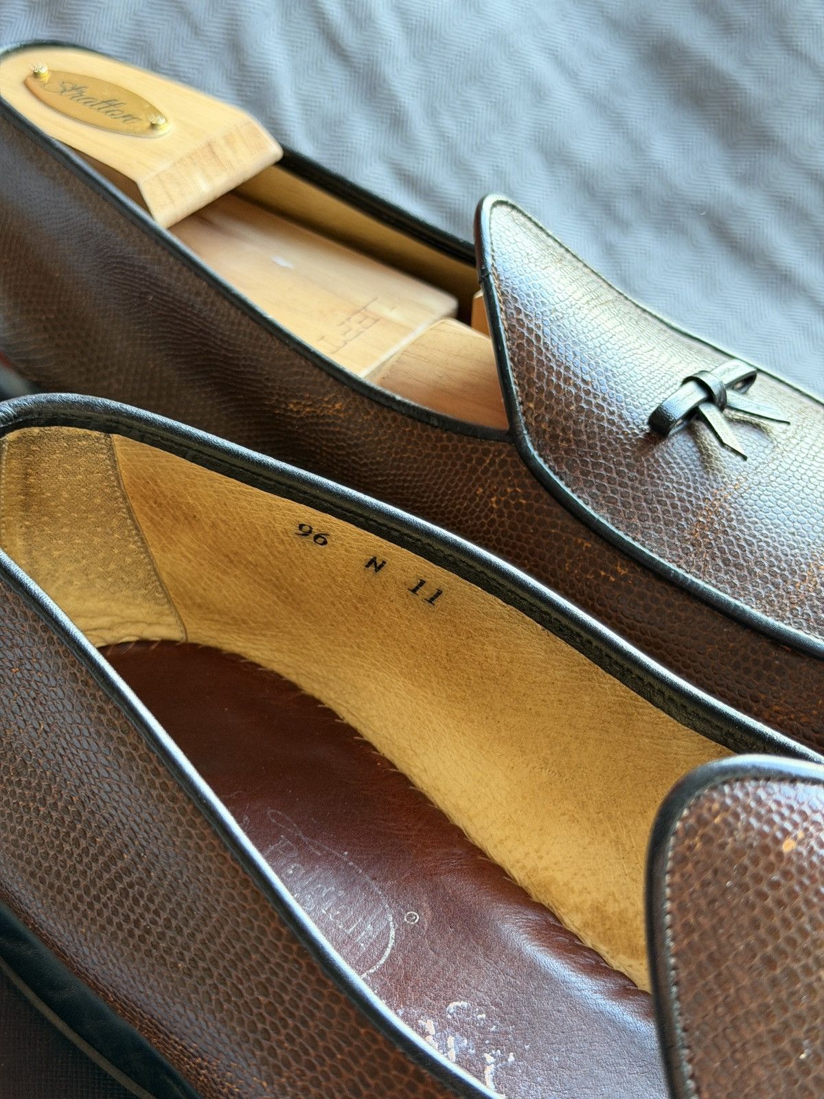 Belgian Shoes Brown Belgian Shoes Lizard Skin Loafers Size US 11 / EU 44 - 3 Thumbnail