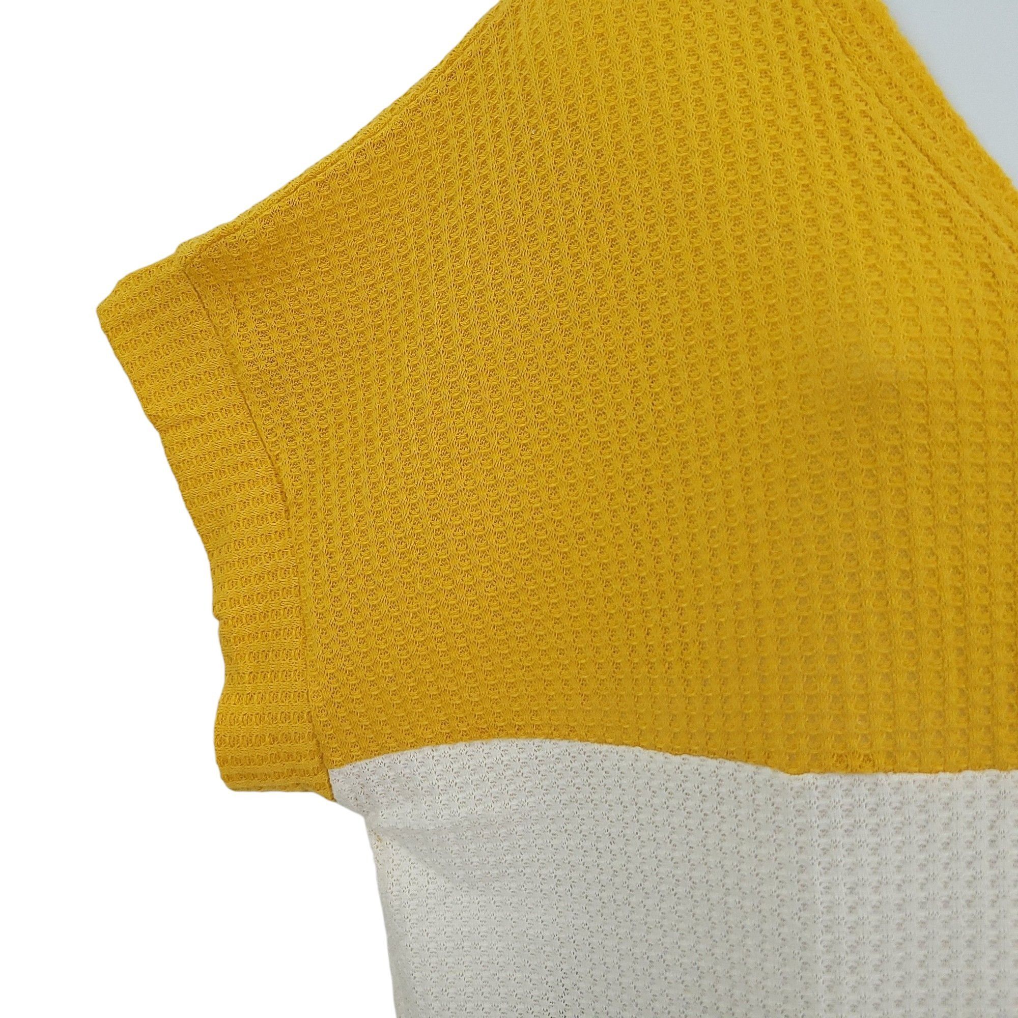 Other Umgee Waffle Knit Top Short Sleeve Womens S Mustard White Size S / US 4 / IT 40 - 5 Thumbnail