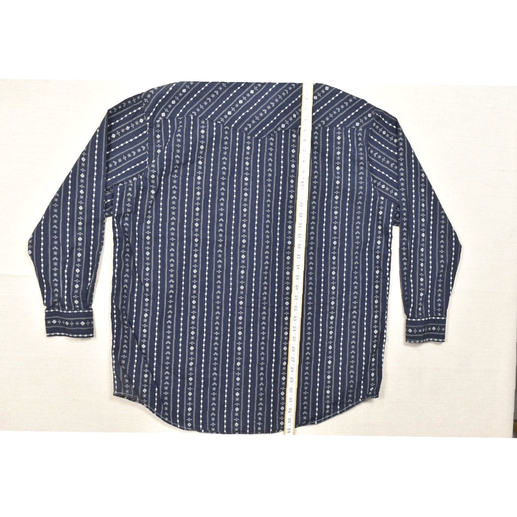 Vintage Panhandle Rough Stock Mens XXL Blue Geometric Pearl Snap Long Sleeve Shirt Size US XXL / EU 58 / 5 - 5 Thumbnail