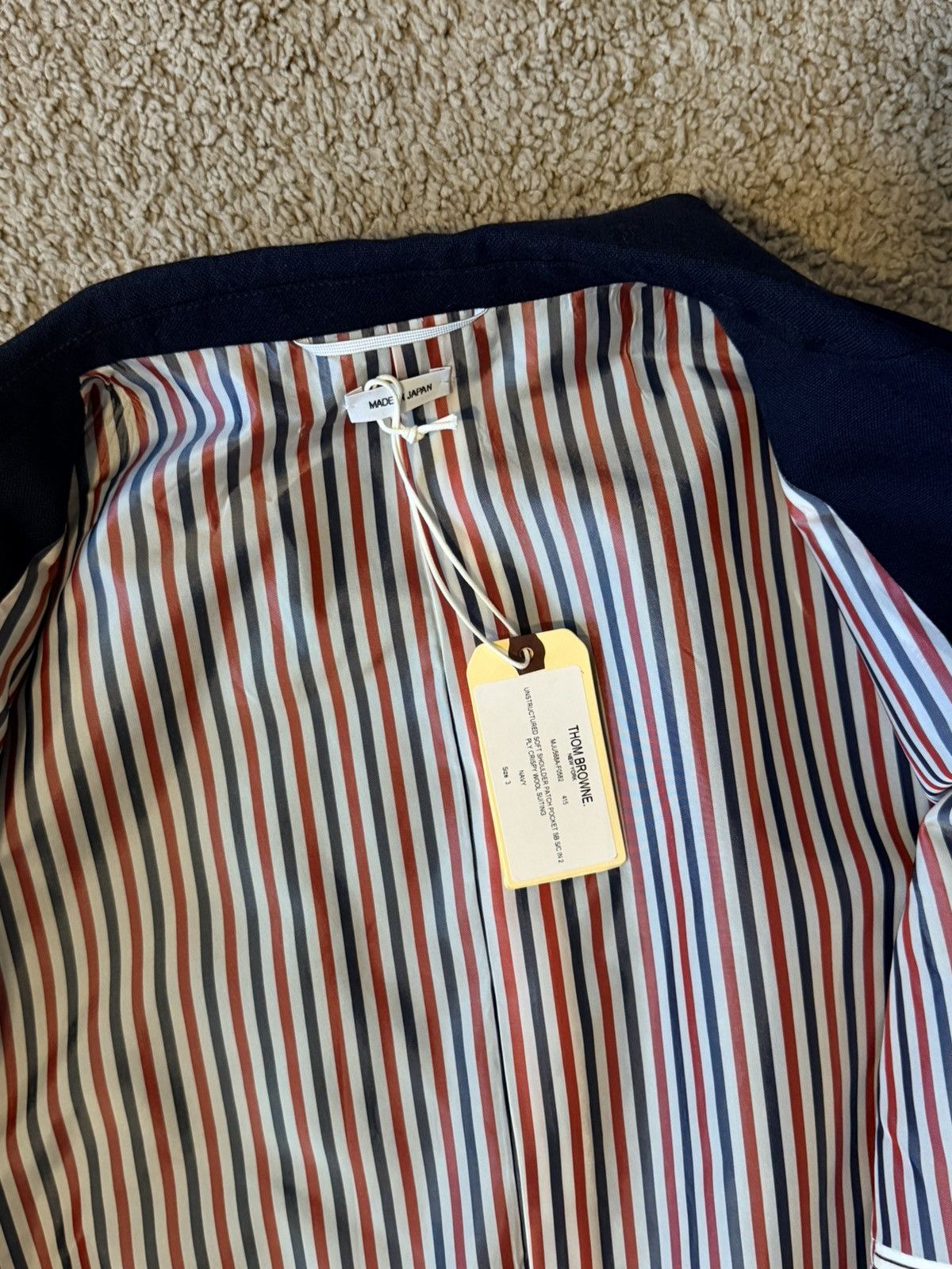 Thom Browne [NWT] Thom Browne Navy Virgin Wool Peak Lapel Blazer Size 42R - 5 Thumbnail