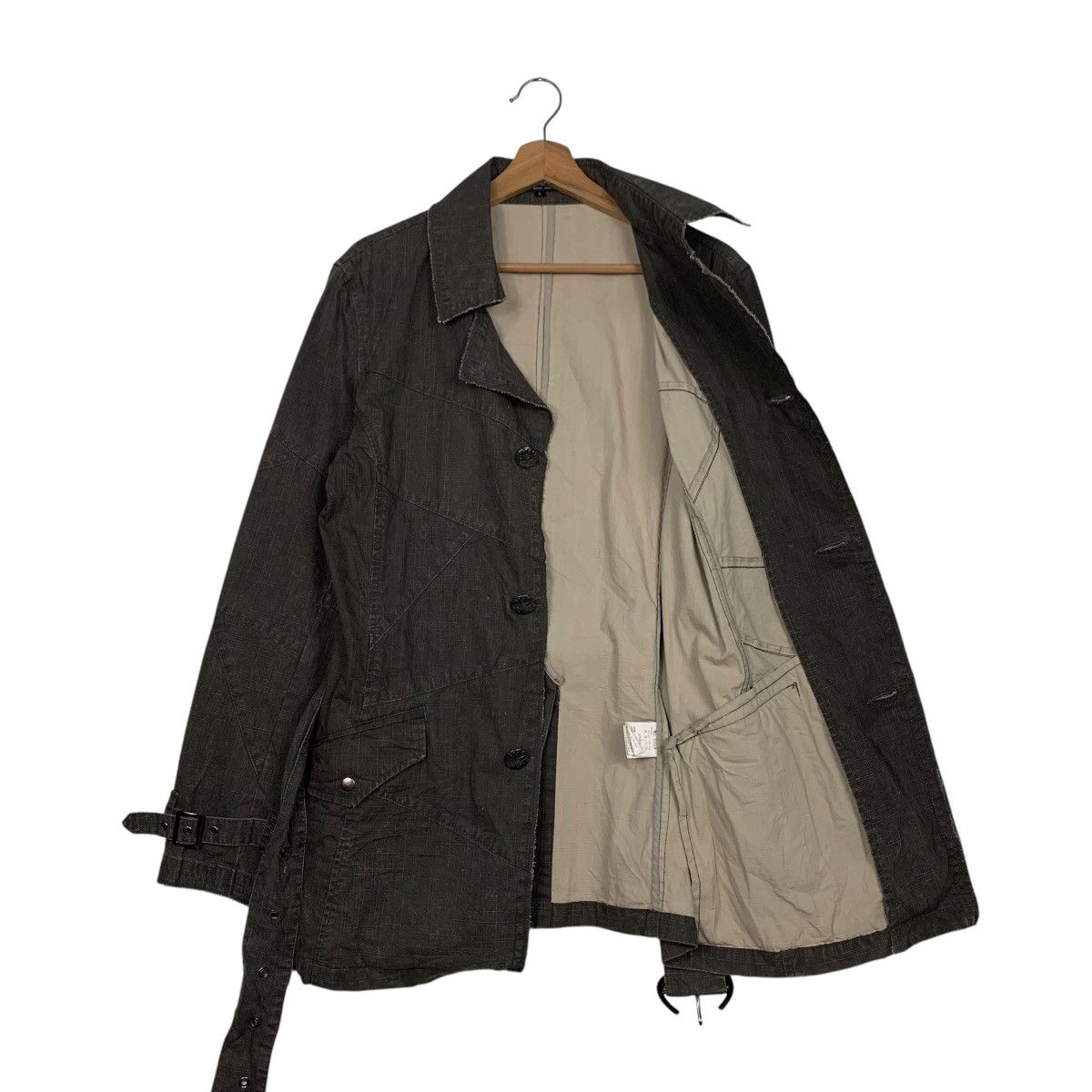 In The Attic IN THE ATTIC Cotton Crosshatch Belted Coat Jacket #2784-C126 Size L / US 10 / IT 46 - 8 Thumbnail