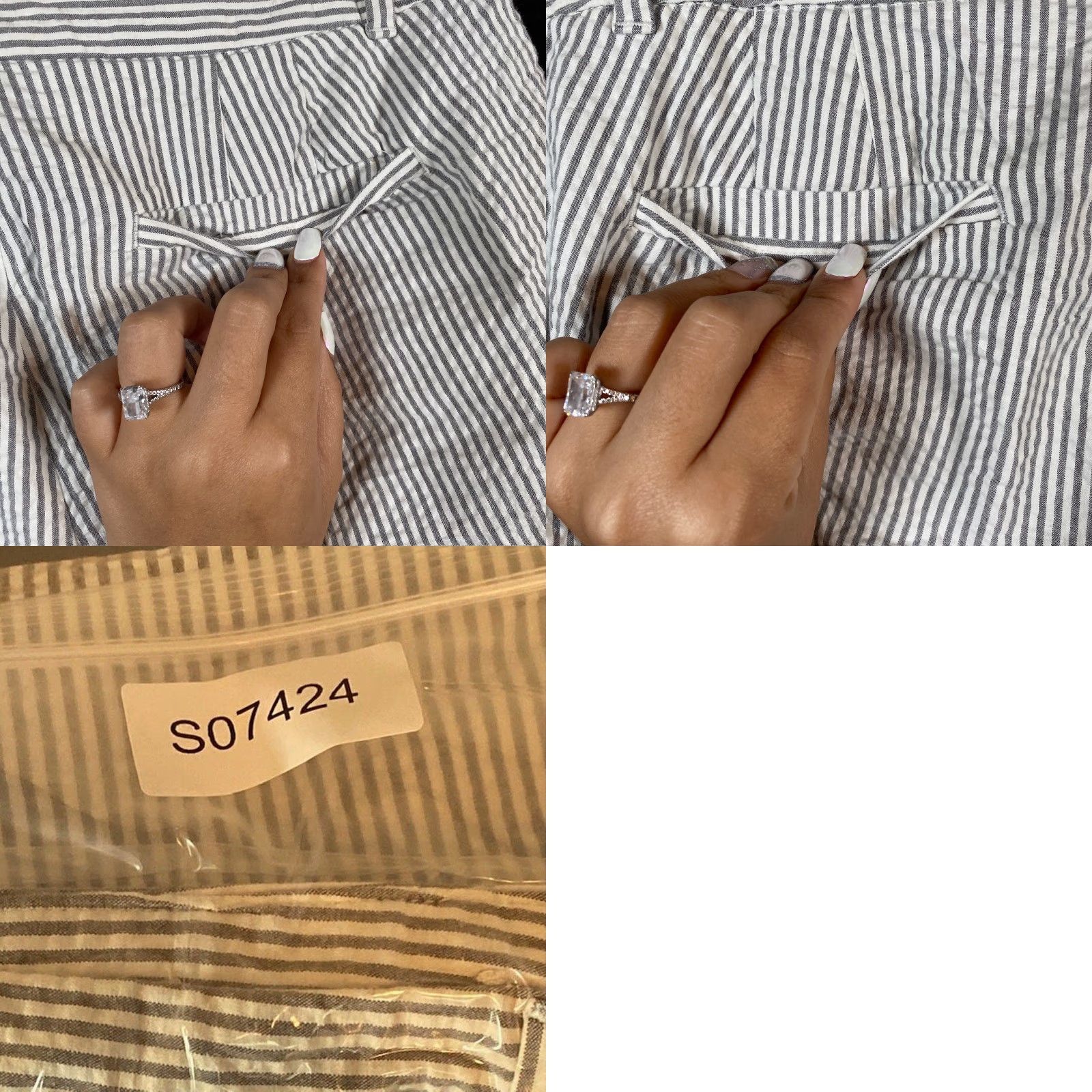Loft LOFT Womens Pants White Gray Striped Seersucker Cropped Ankle Cotton Blend 8 Size 24" / US 00 / IT 34 - 9 Thumbnail