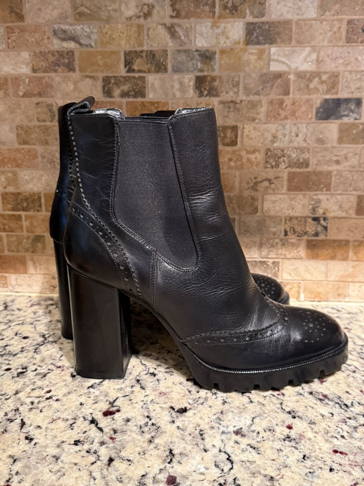 Zara Black Leather Ankle Boots Zara Size US 8.5 / IT 38.5 - 2 Thumbnail
