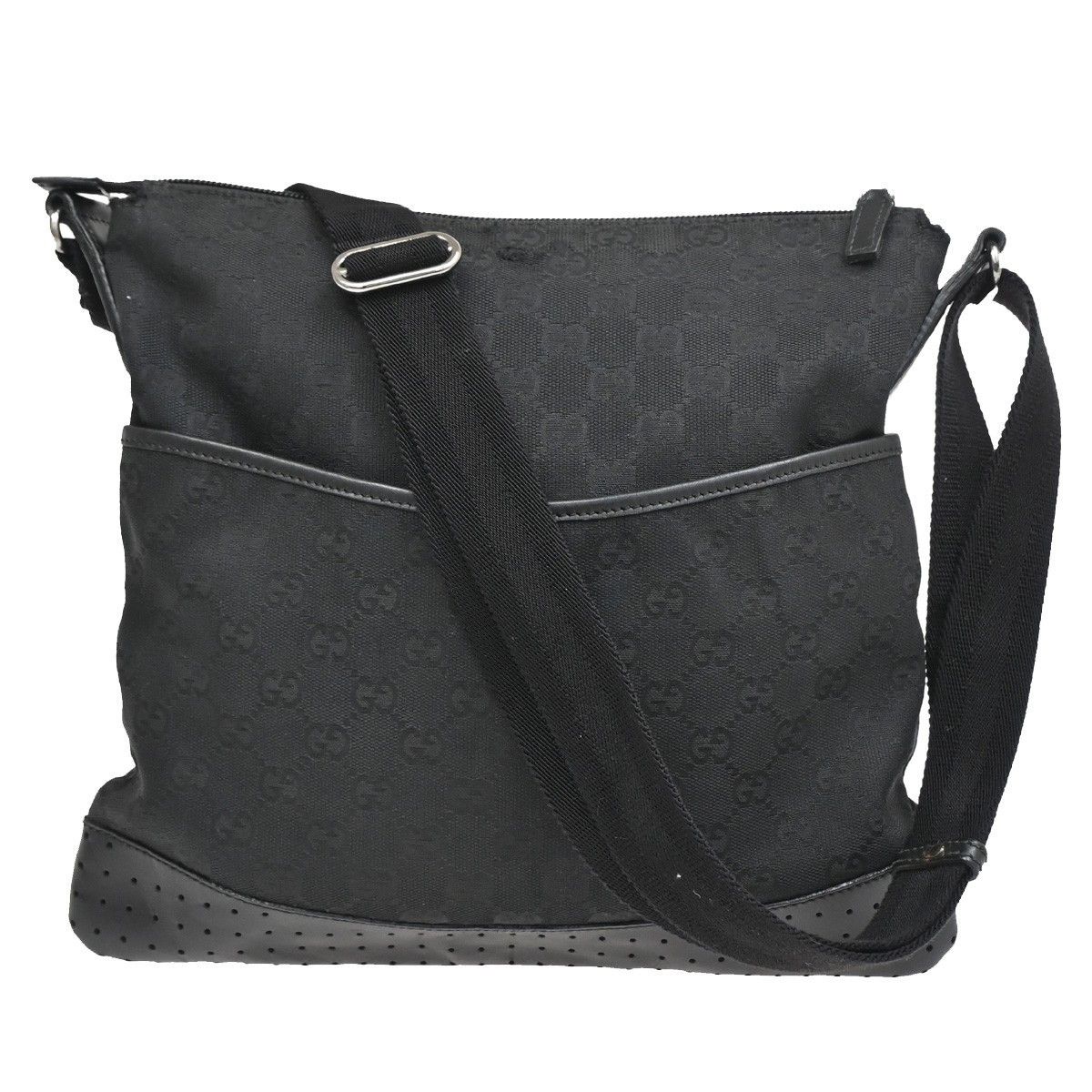 Gucci Gucci Zip Messenger GG Canvas with Perforated Leather Size ONE SIZE - 1 Thumbnail