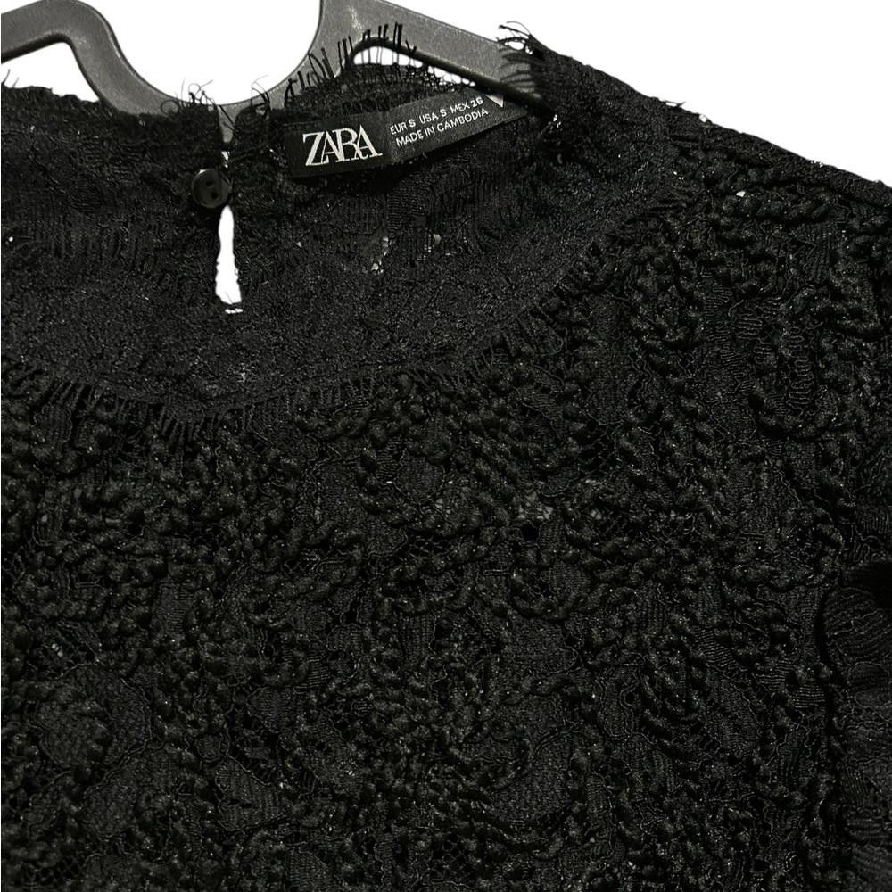Designer NWOT Zara Black Lace Blouse Size XS / US 0-2 / IT 36-38 - 2 Thumbnail