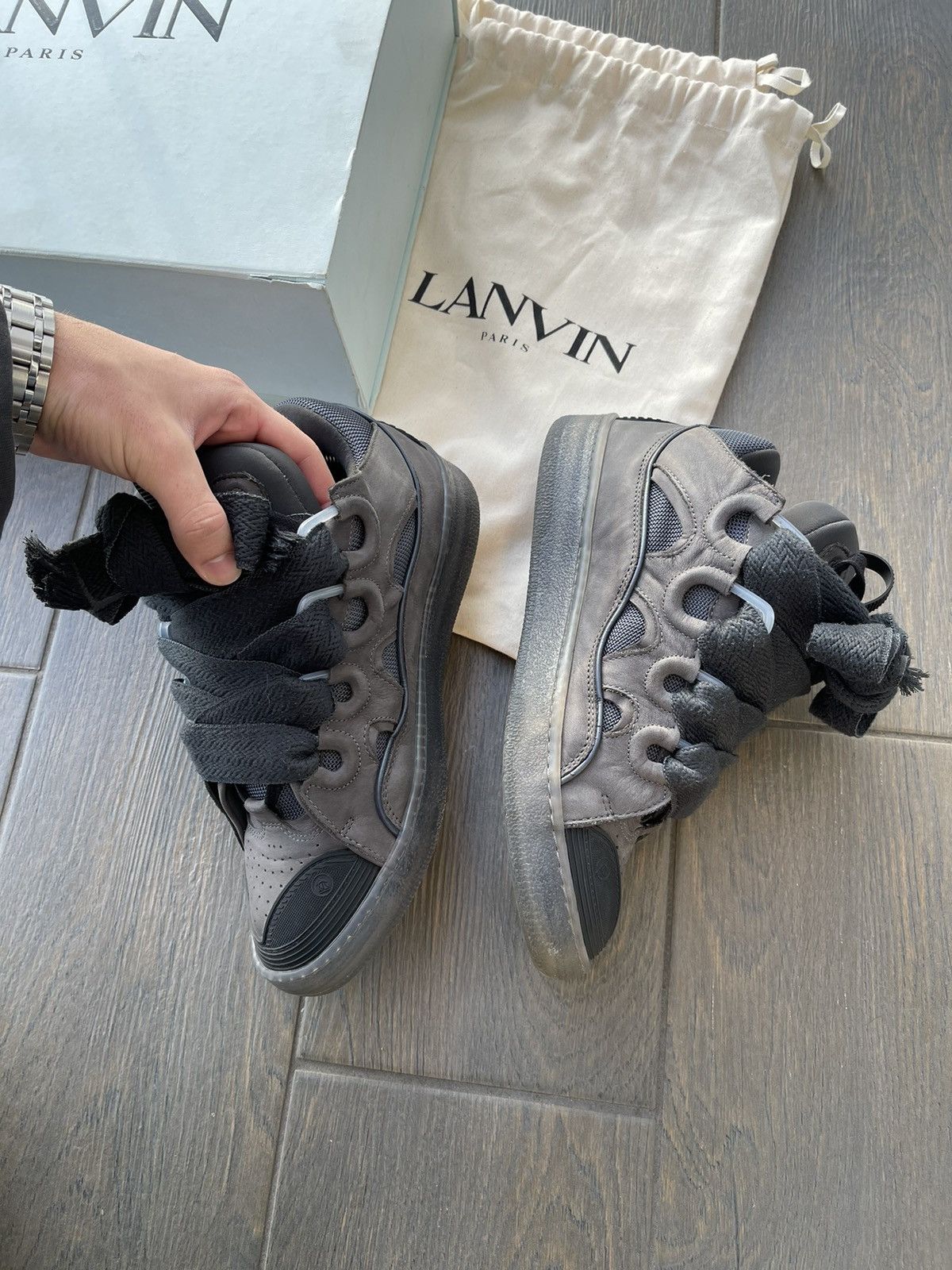 Lanvin Lanvin Curb Sneakers Grey Size US 9 / EU 42 - 8 Thumbnail