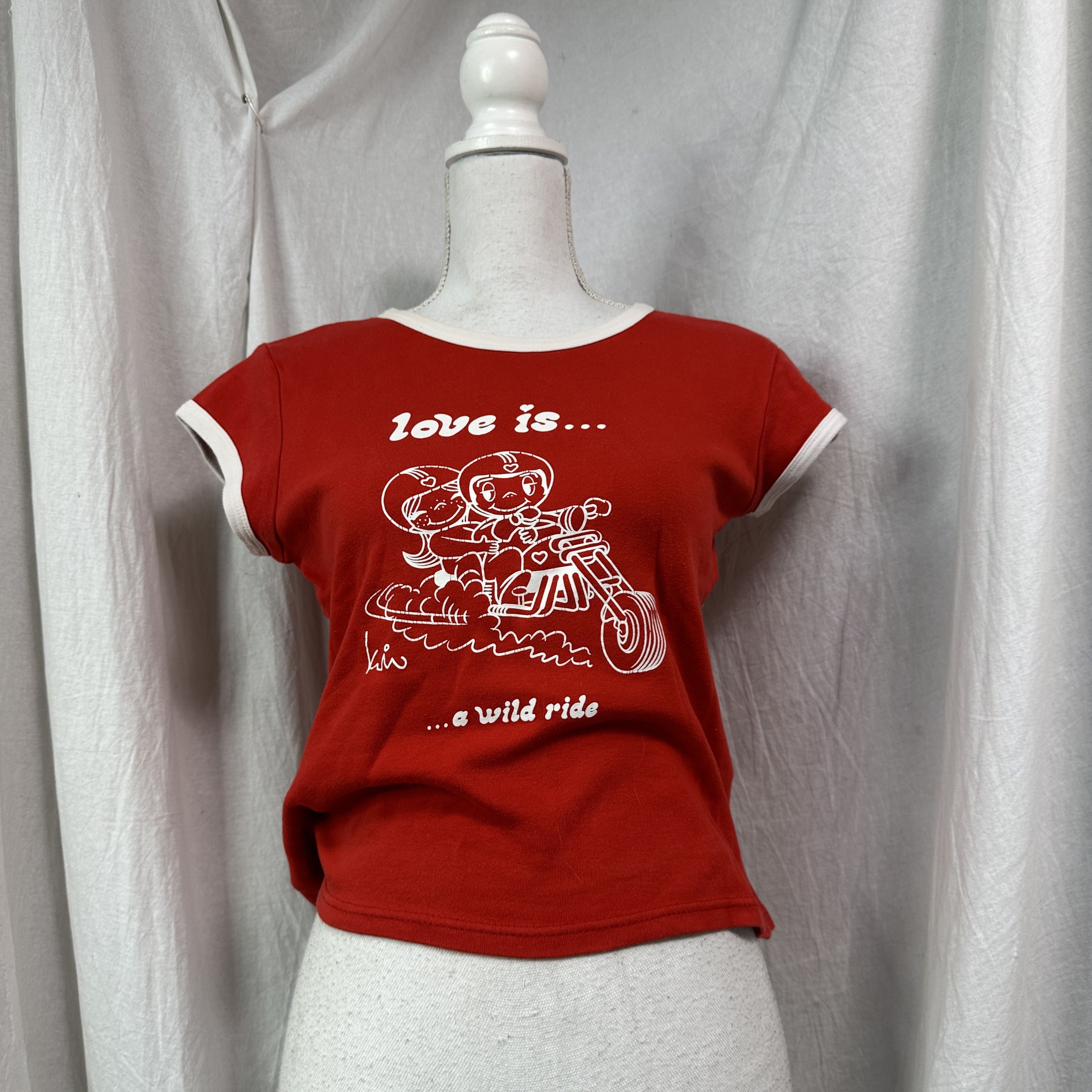 Vintage Vintage Streetwear Ringer Love is a Wild Ride T-shirt Y2K Size S / US 4 / IT 40 - 1 Thumbnail