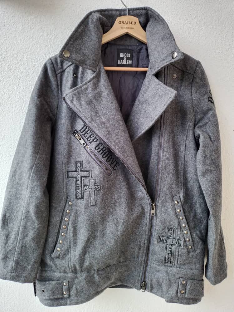 image of VTG Wool Double Collar Ghost Of Harlem Wool Jacket in Gold, Men's (Size Medium)