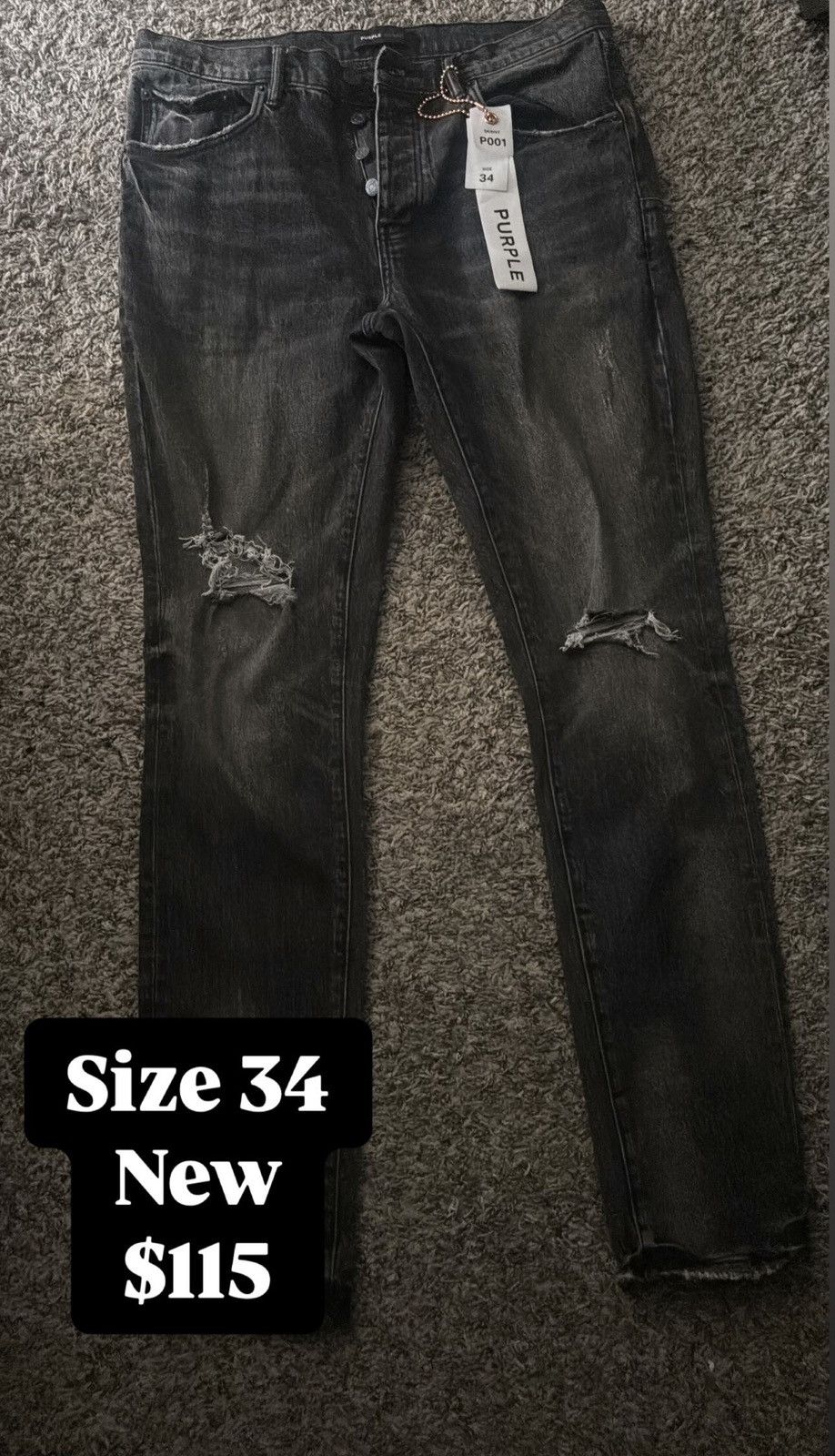 Purple Brand Grey Purple Jeans Needs to go Size US 34 / EU 50 - 1 Preview