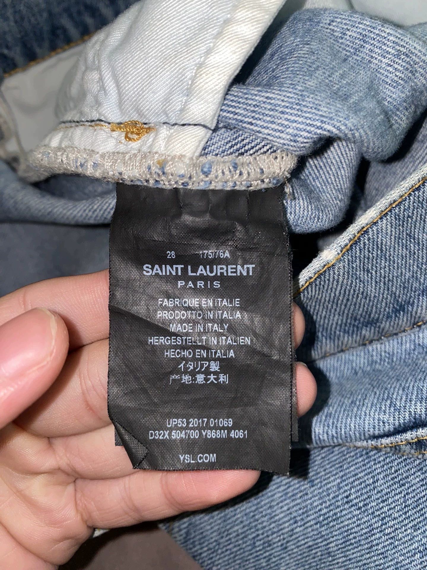 Saint Laurent Paris slp18SS blue distressed jeans with double knee cuts. Size US 28 / EU 44 - 6 Thumbnail