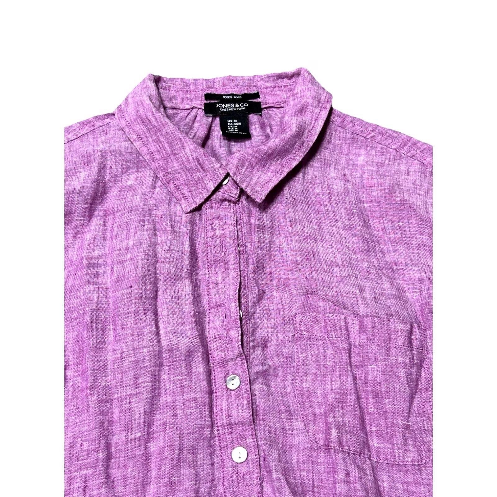 CO Jones & Co Womens Button-Up Shirt Purple Long Sleeve M Linen Size M / US 6-8 / IT 42-44 - 3 Thumbnail