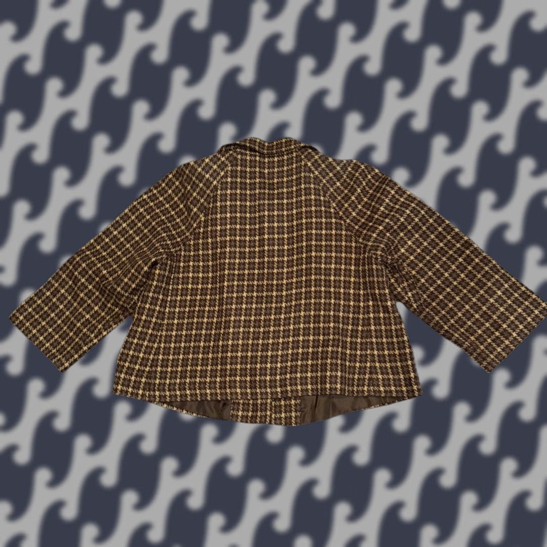 Vintage Briggs New York Womens Jacket Coat Short 3/4 Sleeve Houndstooth Button Lined Acrylic Wool 10P Petite Brown Womens Size L / US 10 / IT 46 - 1 Thumbnail