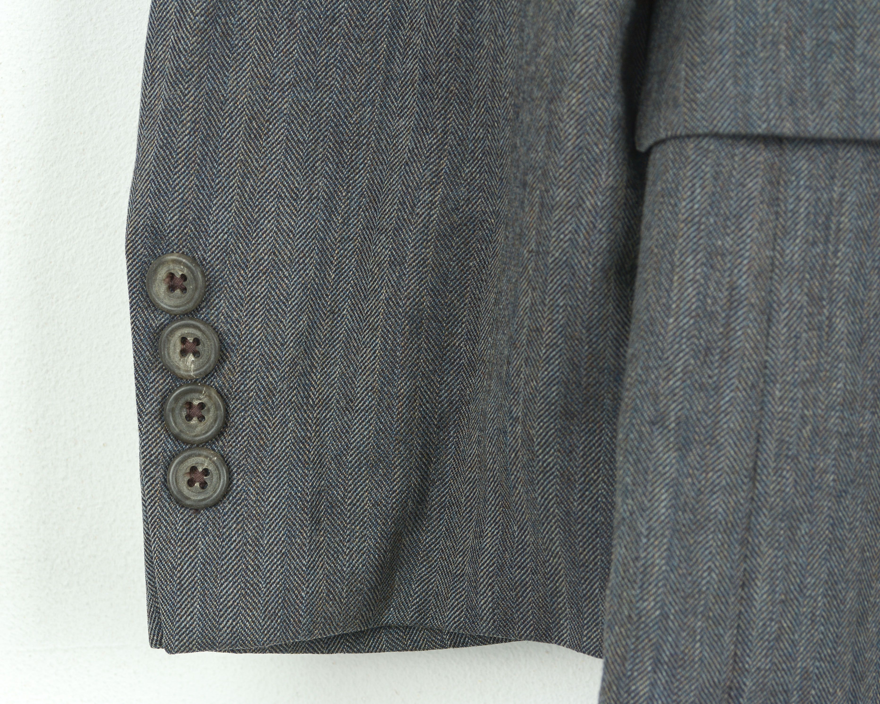 DAKS L Virgin Wool Suit Jacket Herringbone Tweed Sport Coat Size 42R - 8 Thumbnail