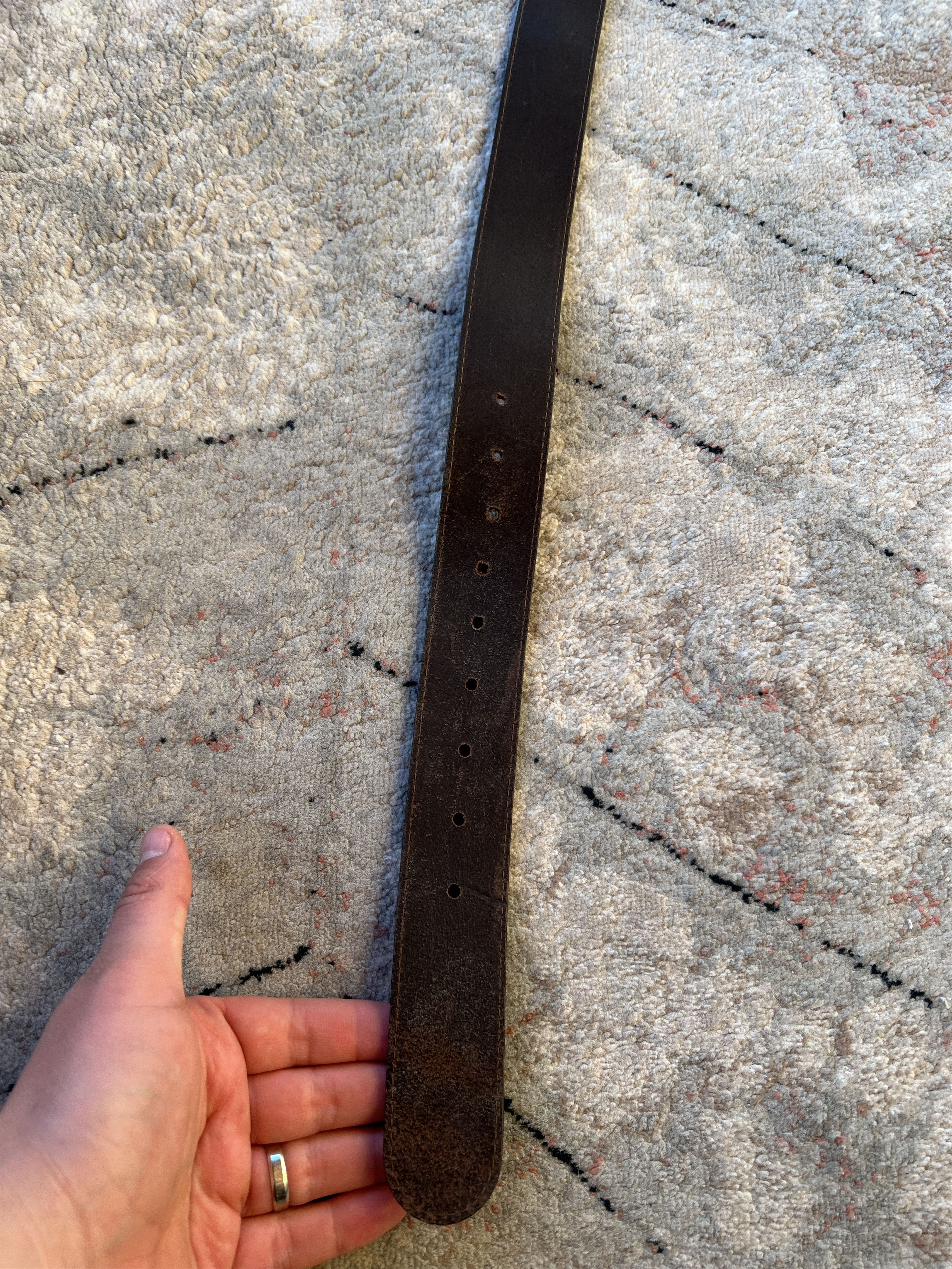 Leather Vintage Leather Belt Size ONE SIZE - 3 Thumbnail