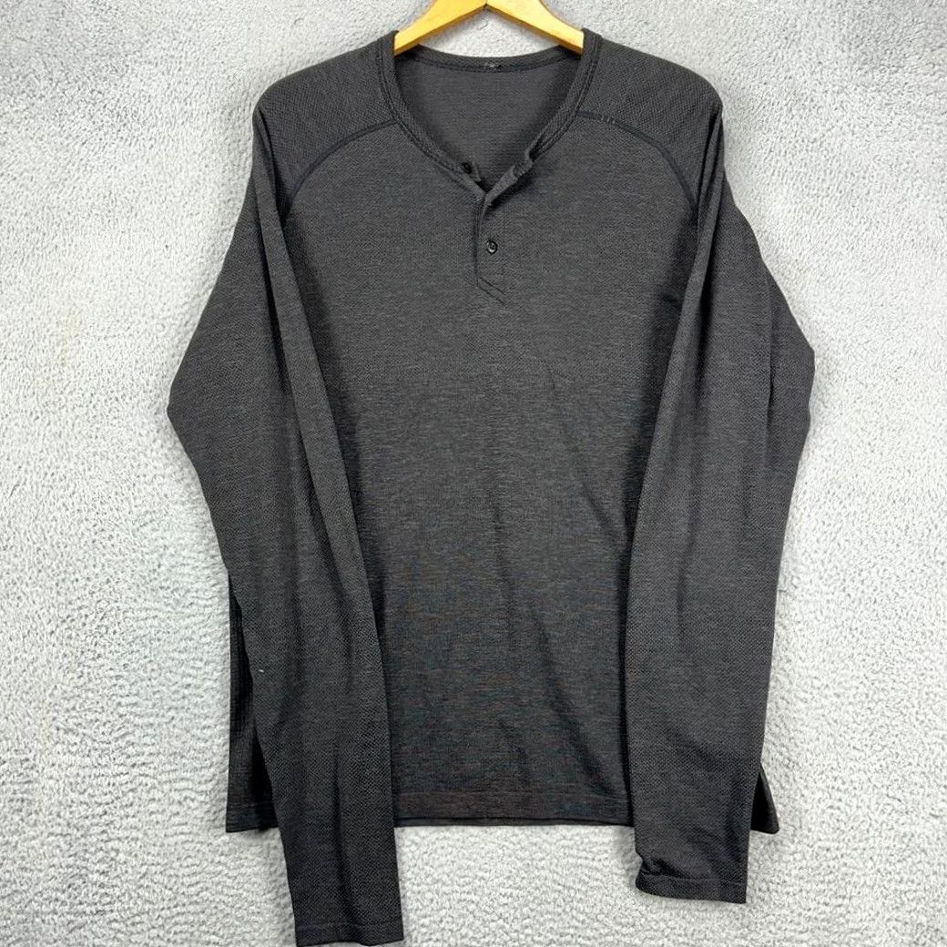 Lululemon Lululemon Henley T-Shirt Mens XL Dark Grey Long Sleeve Tee Logo Regular Fit Casual Shirt Streetwear Size US XL / EU 56 / 4 - 4 Thumbnail