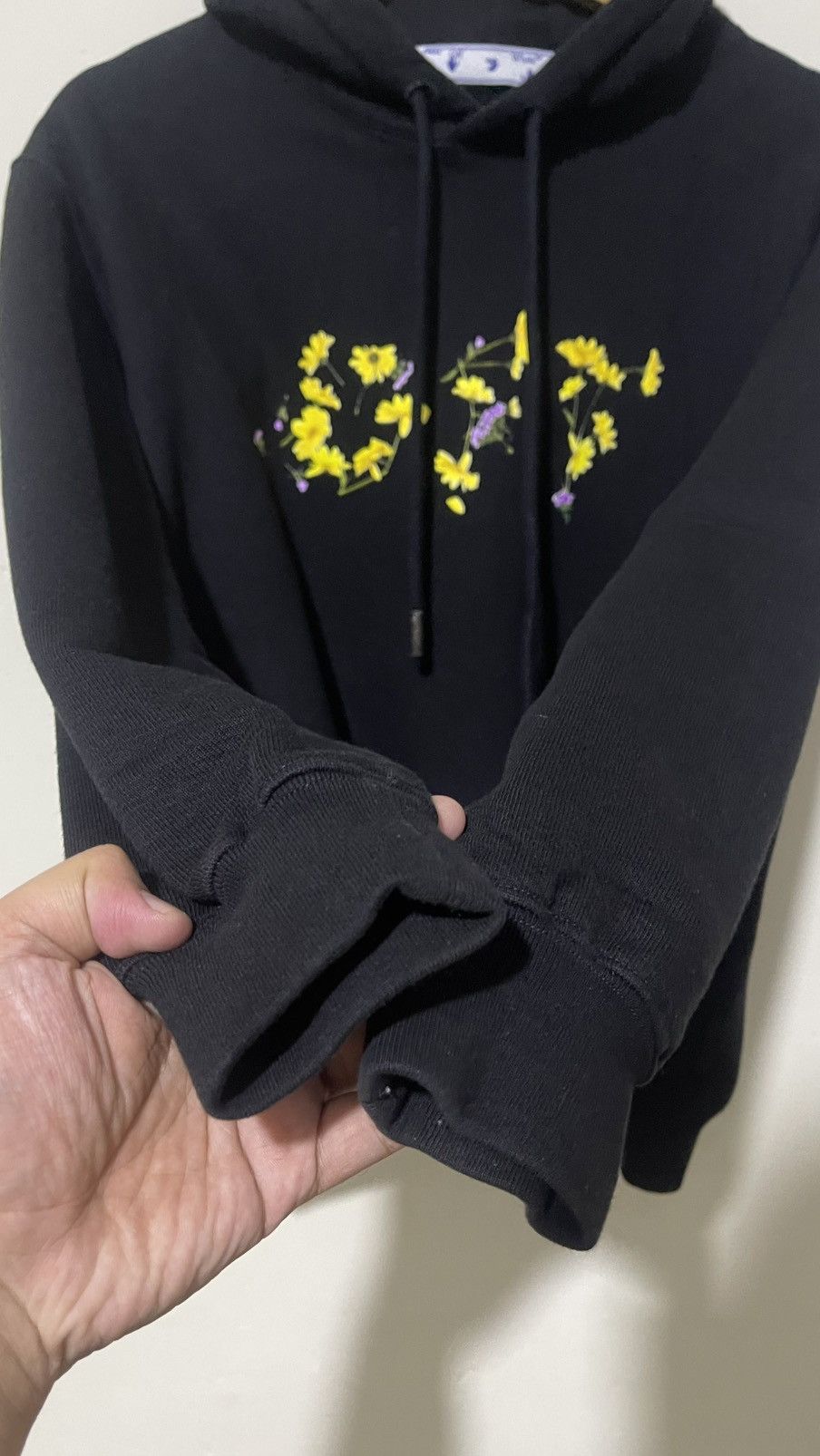 Off-White Off-White Cotton Floral Logo Hoodie Black Large Size L / US 10 / IT 46 - 19 Thumbnail