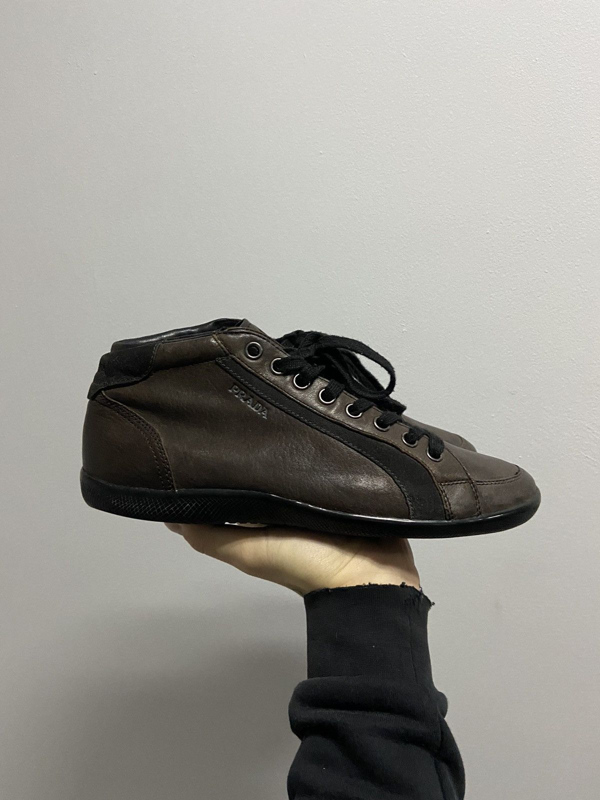 Prada × Vintage Prada Vintage Brown Shoes Luxury high sneakers logo Size US 8 / EU 41 - 2 Thumbnail