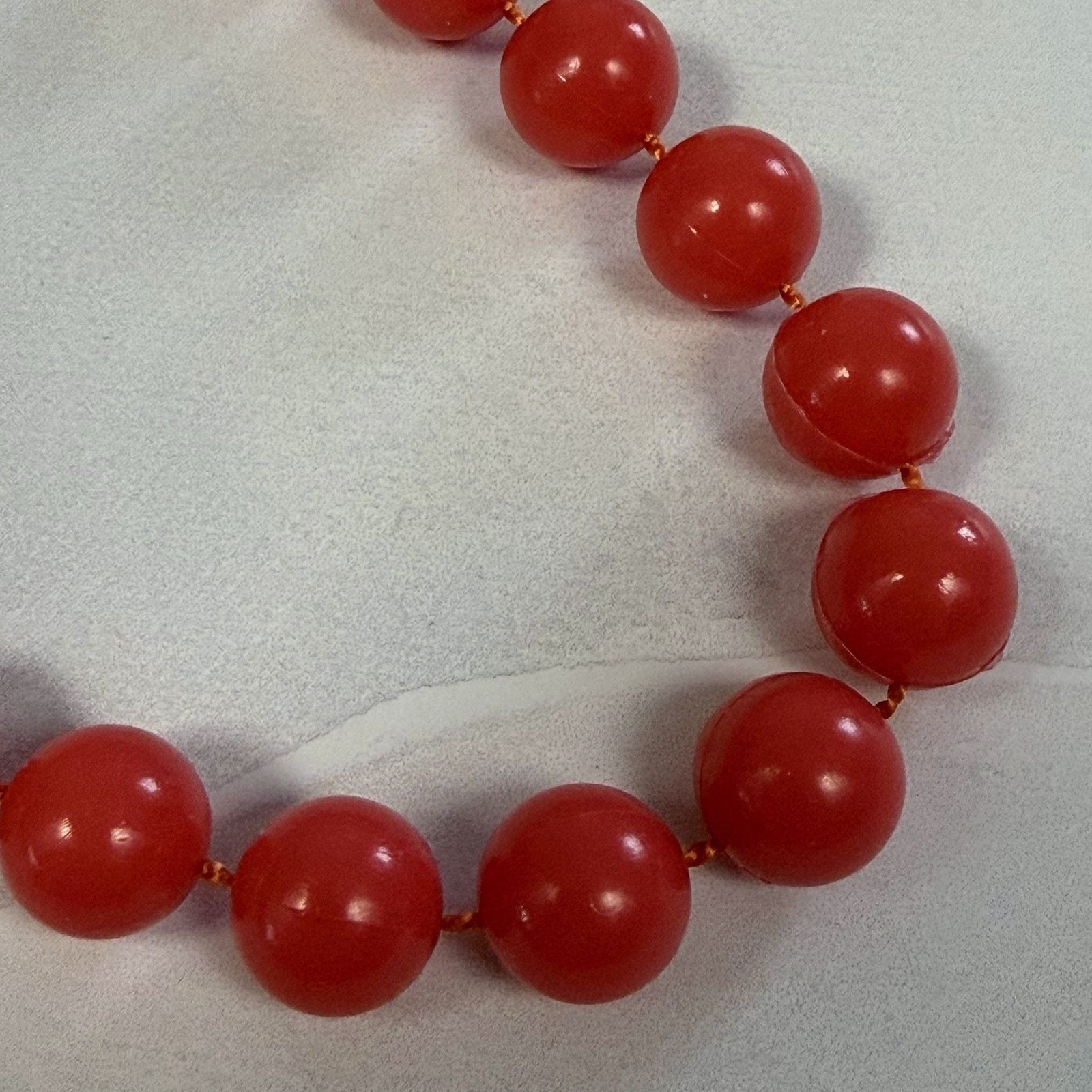 Vintage VTG 1980s Orange Beaded Necklace 36" Acrylic Fall Boho Knot Size ONE SIZE - 5 Thumbnail
